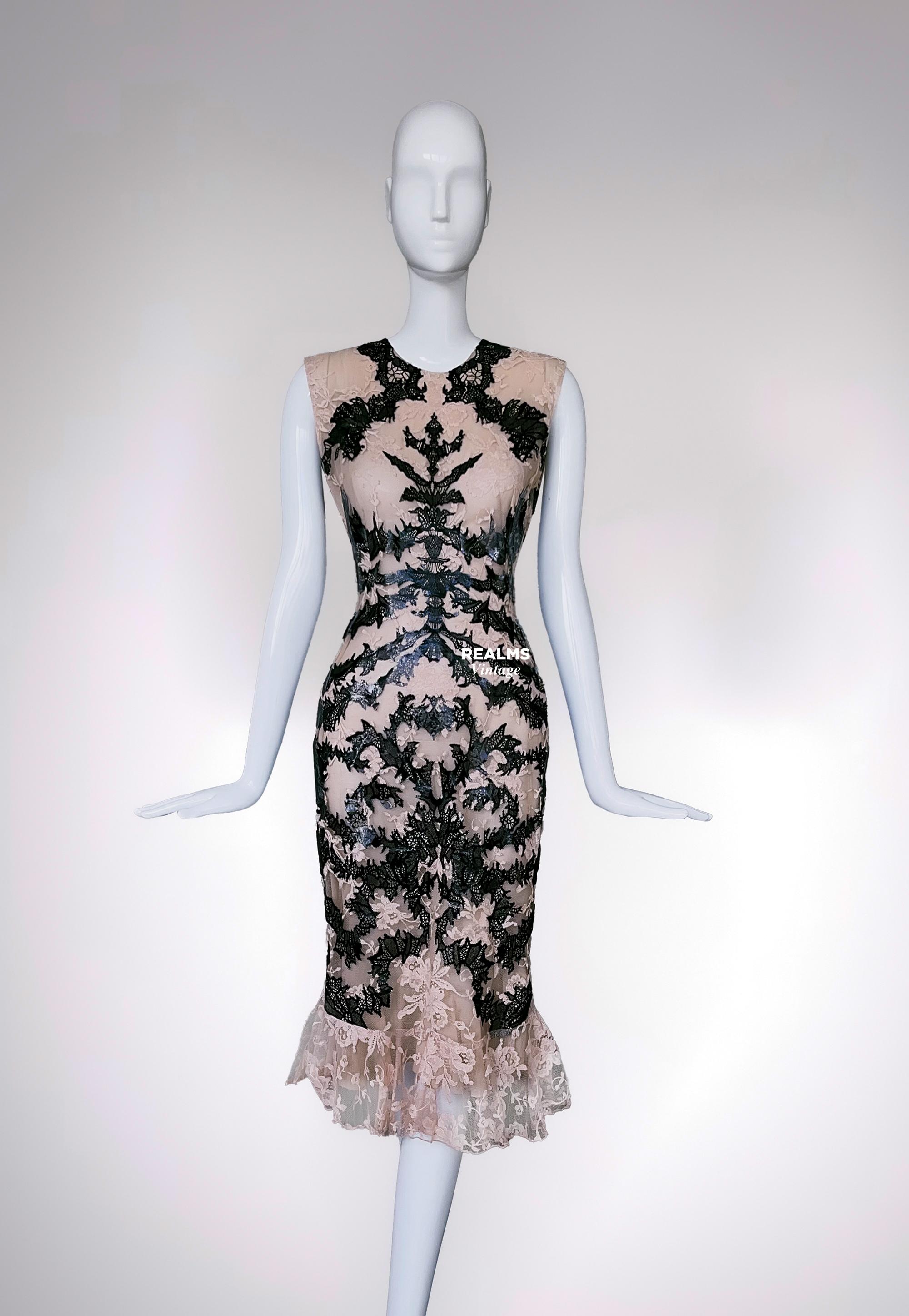 Iconic Archival Alexander McQueen SS 2012 Laser Cut Silk Lace Dress For Sale 10