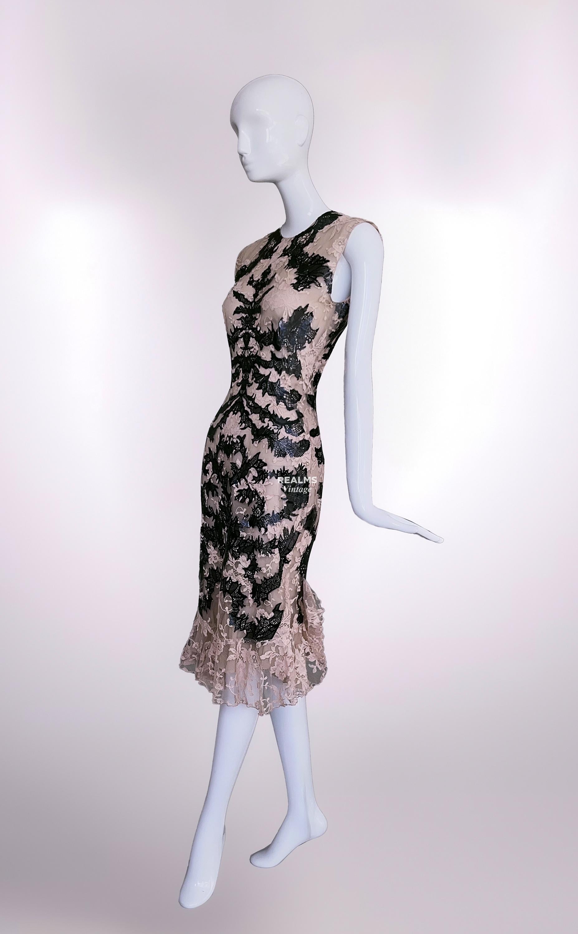 Women's Iconic Archival Alexander McQueen SS 2012 Laser Cut Silk Lace Dress For Sale