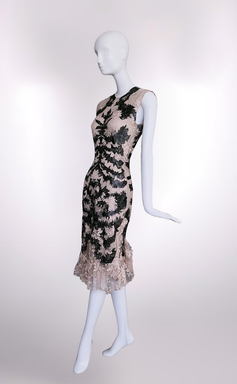 Iconic Archival Alexander McQueen SS 2012 Laser Cut Silk Lace Dress For  Sale at 1stDibs