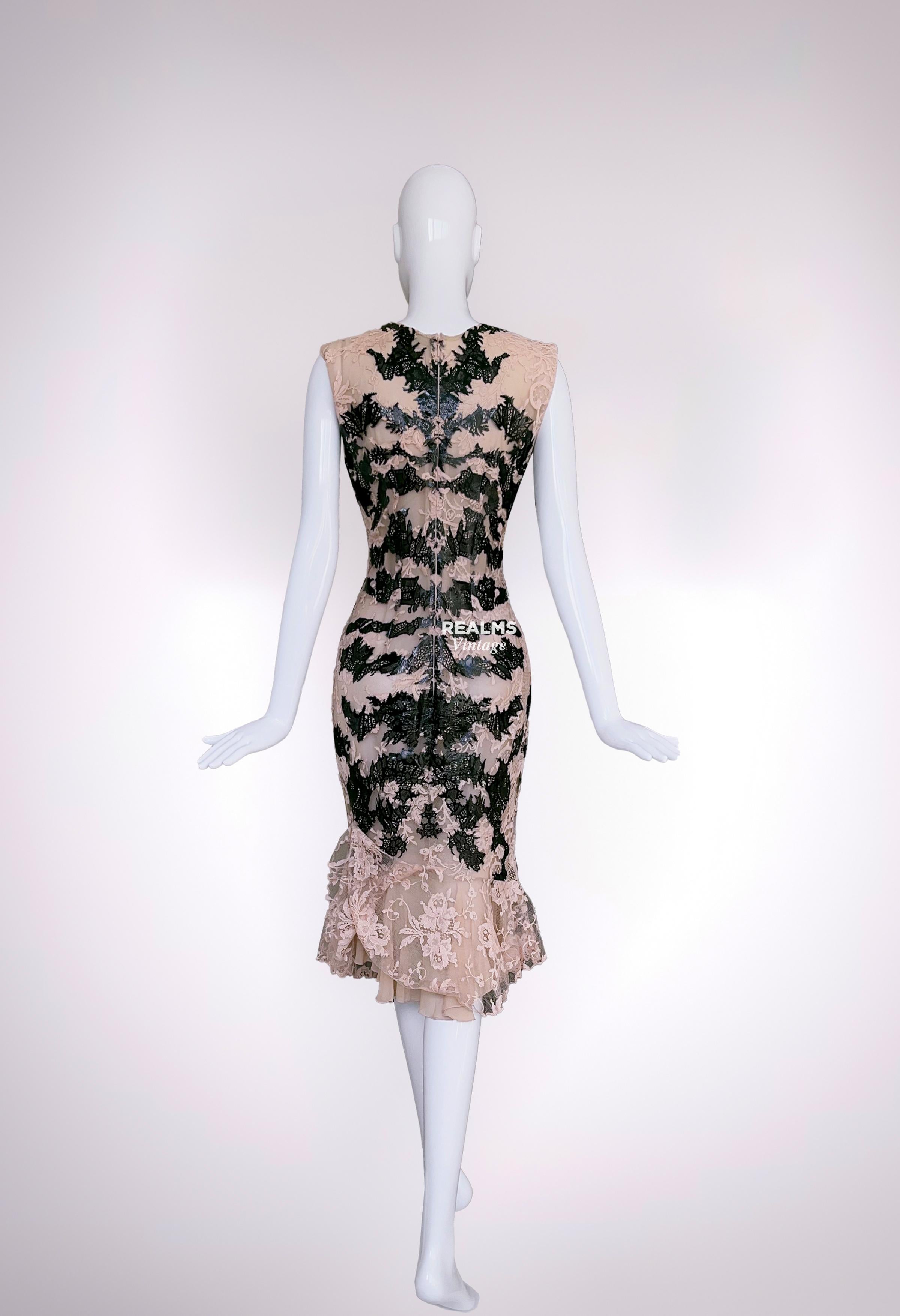 Iconic Archival Alexander McQueen SS 2012 Laser Cut Silk Lace Dress For Sale 4