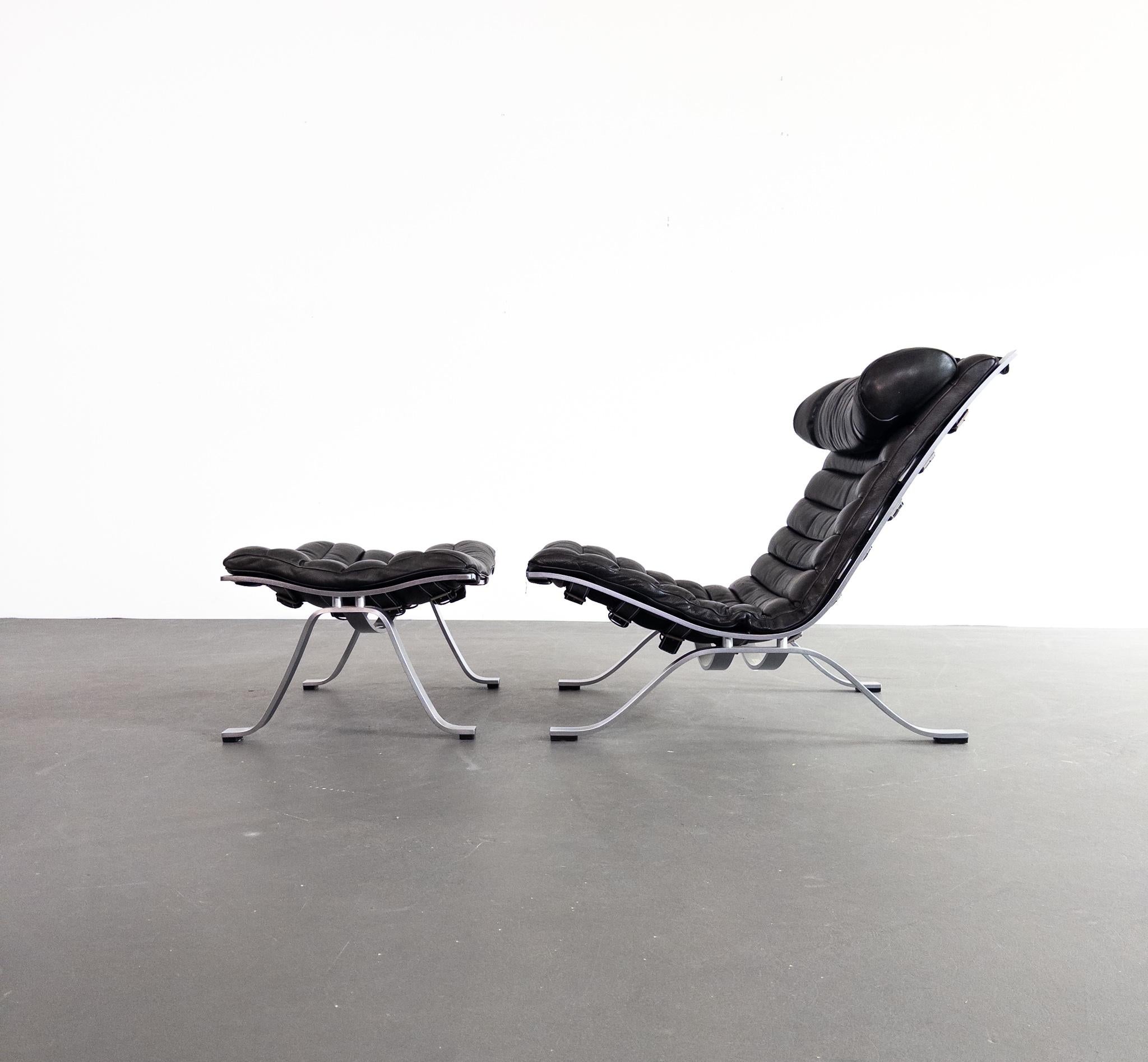Iconic “Ari” Lounge Chair with Ottoman by Arne Norell For Sale 3