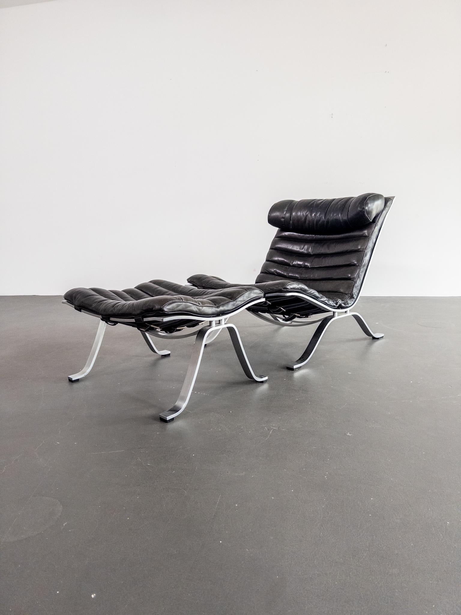 Scandinavian Modern Iconic “Ari” Lounge Chair with Ottoman by Arne Norell For Sale