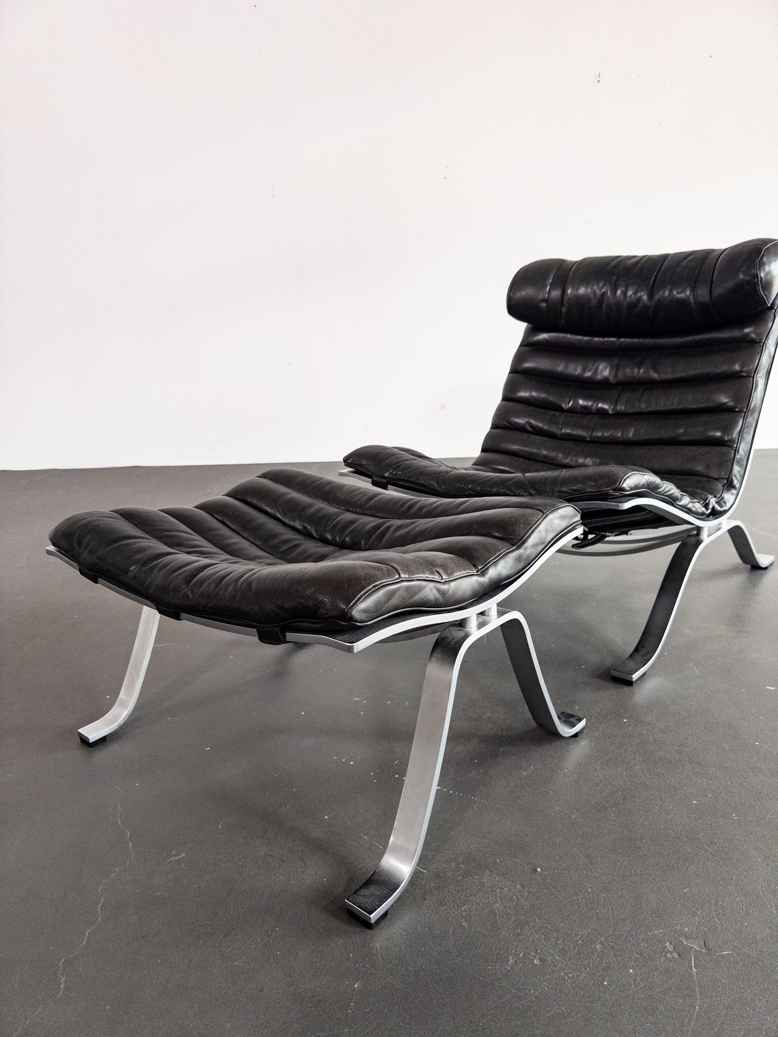 Mid-20th Century Iconic “Ari” Lounge Chair with Ottoman by Arne Norell For Sale