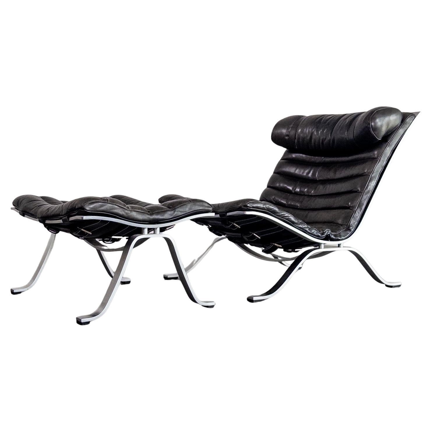 Iconic “Ari” Lounge Chair with Ottoman by Arne Norell