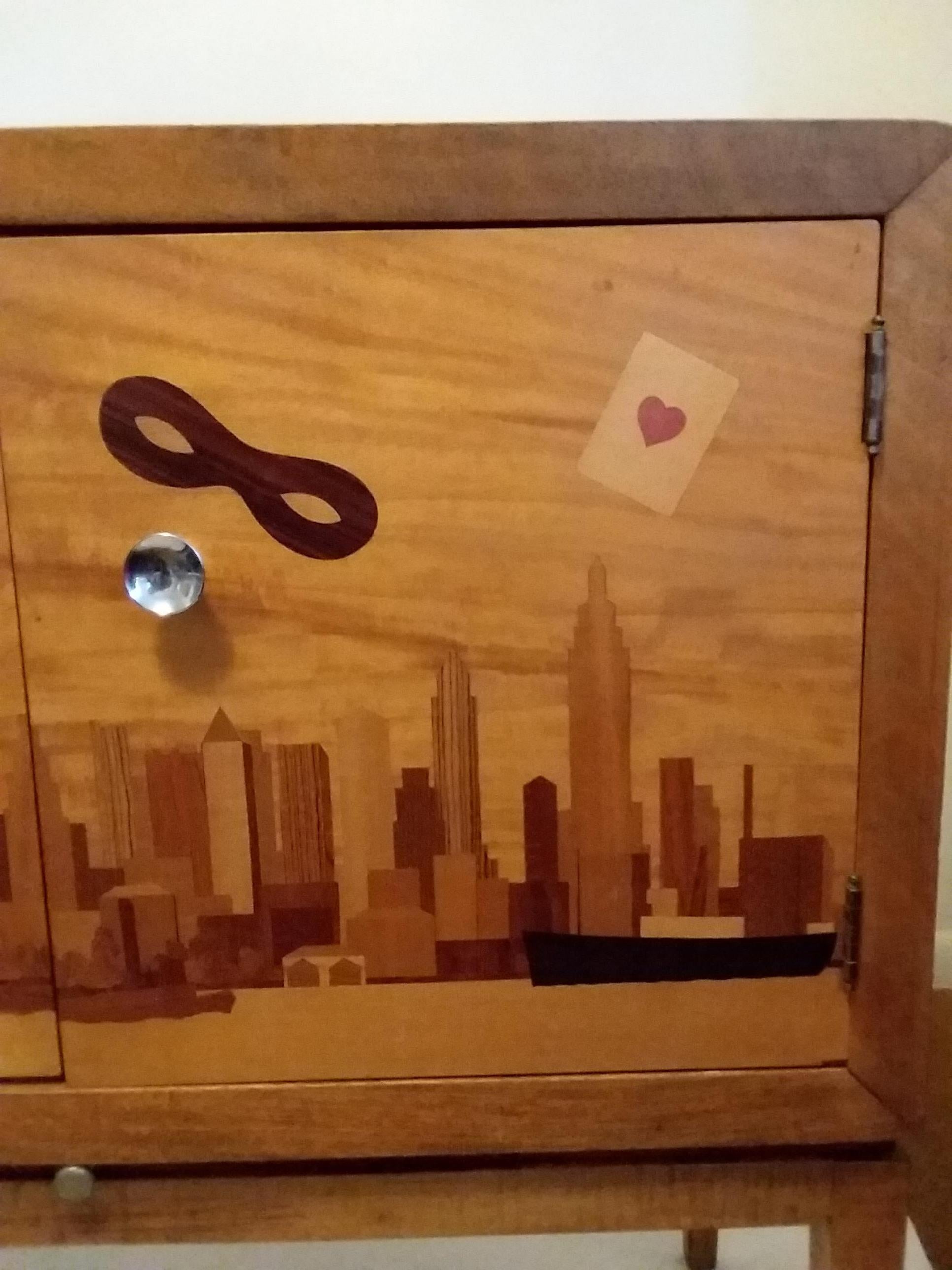 Iconico mobile bar di New York intarsiato in stile Art Déco in vendita 10