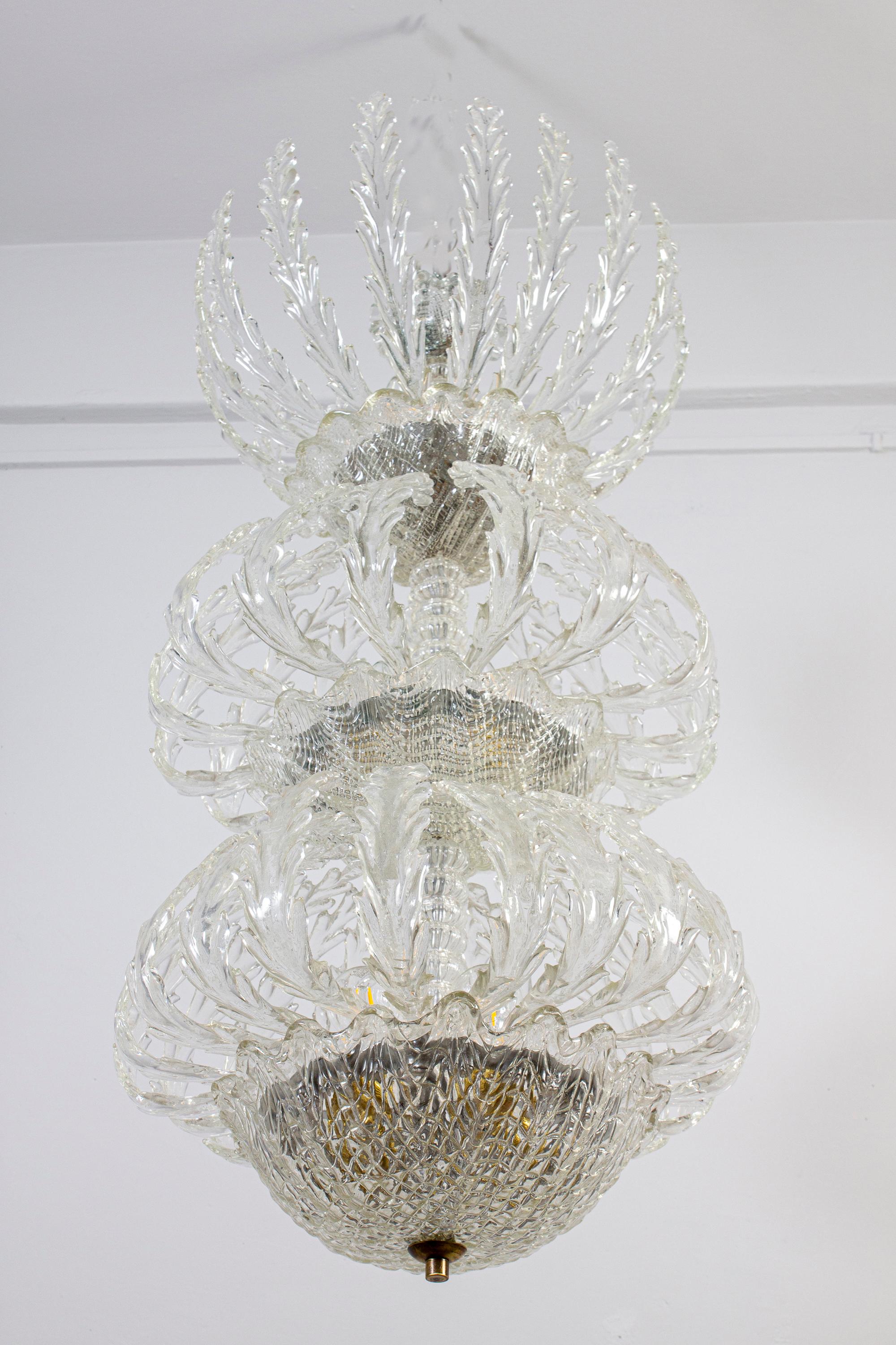 Iconic Art Deco Murano Glass Chandelier by Ercole Barovier, 1930s For Sale 5