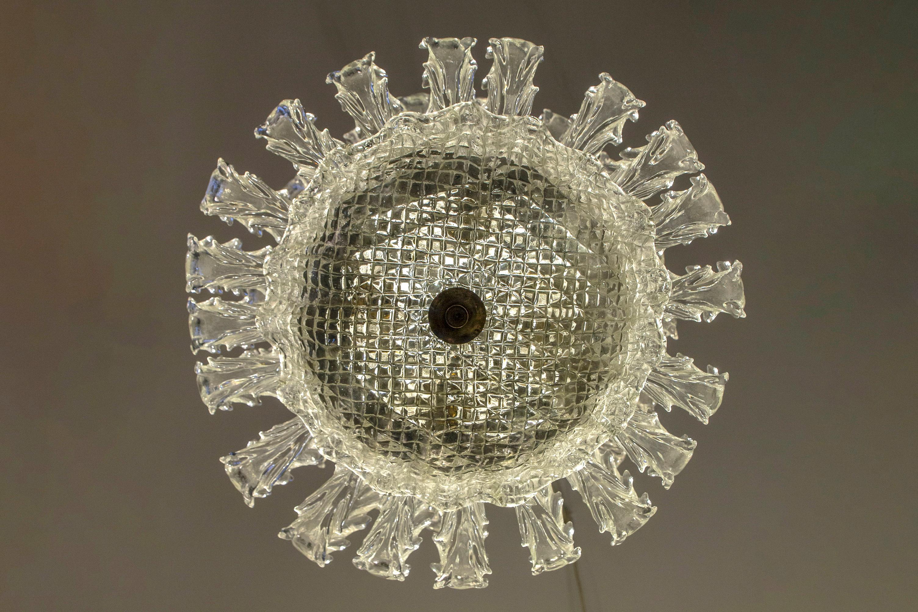 Iconic Art Deco Murano Glass Chandelier by Ercole Barovier, 1930s For Sale 7