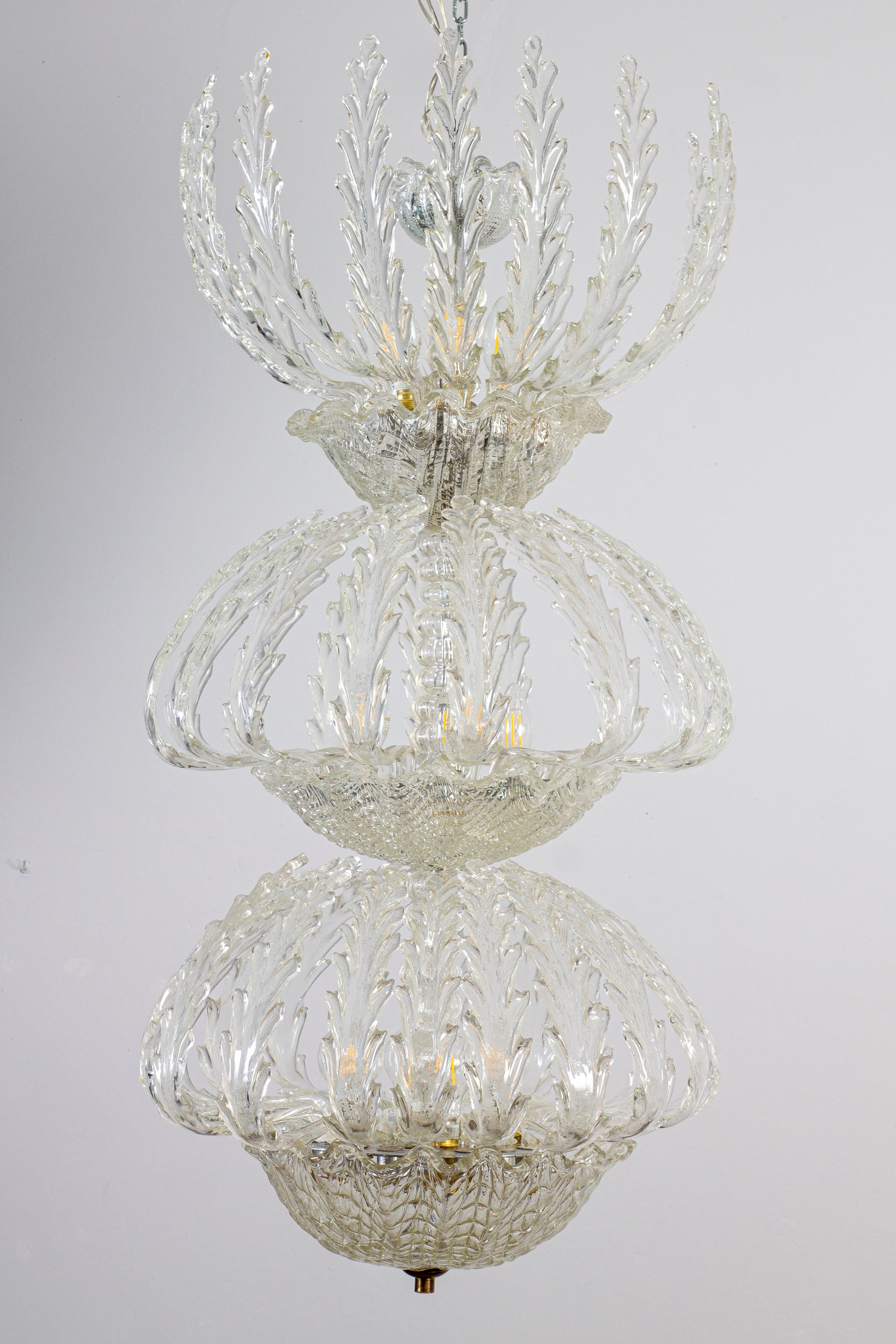 Italian Iconic Art Deco Murano Glass Chandelier by Ercole Barovier, 1930s For Sale
