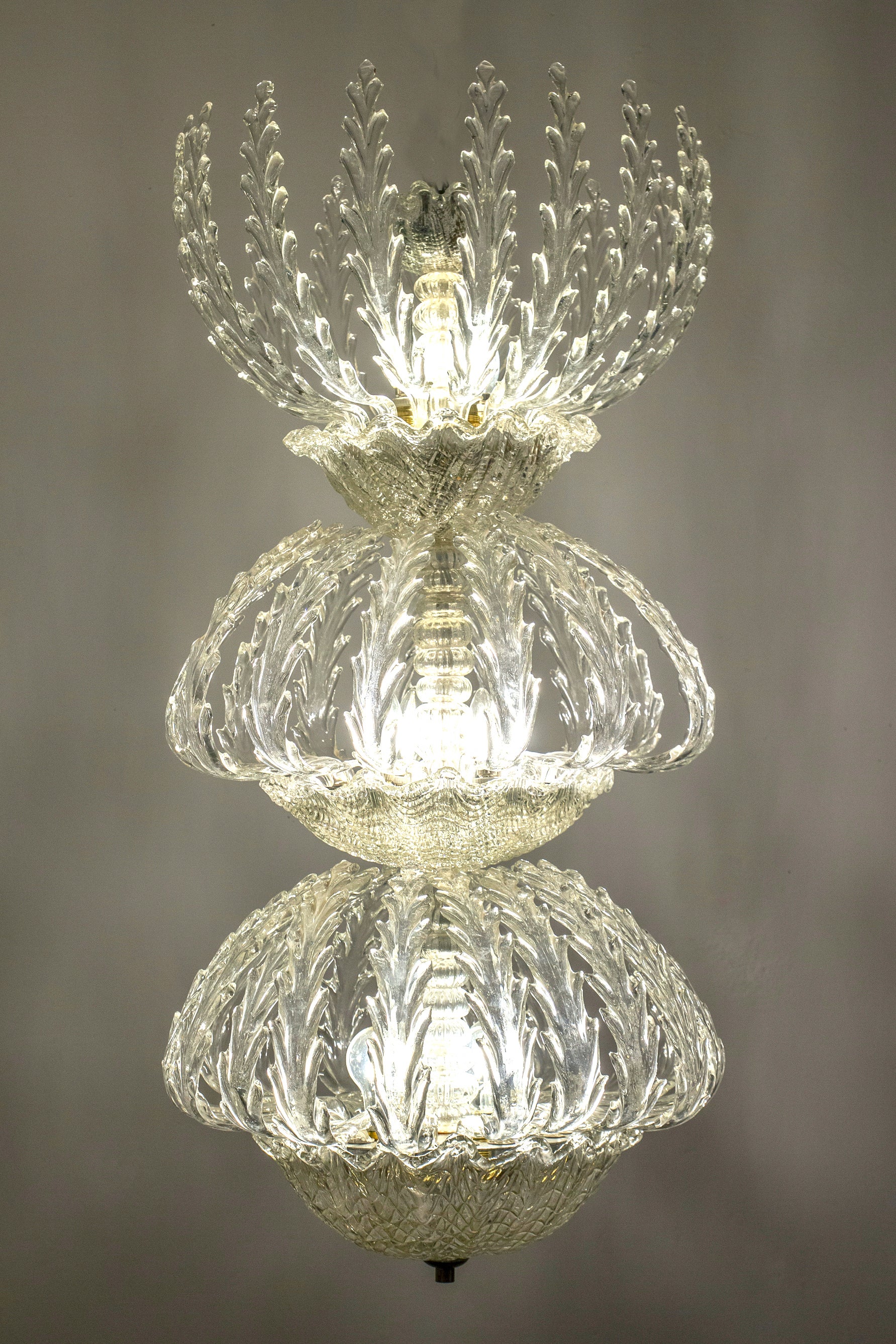 Iconic Art Deco Murano Glass Chandelier by Ercole Barovier, 1930s In Good Condition For Sale In Rome, IT