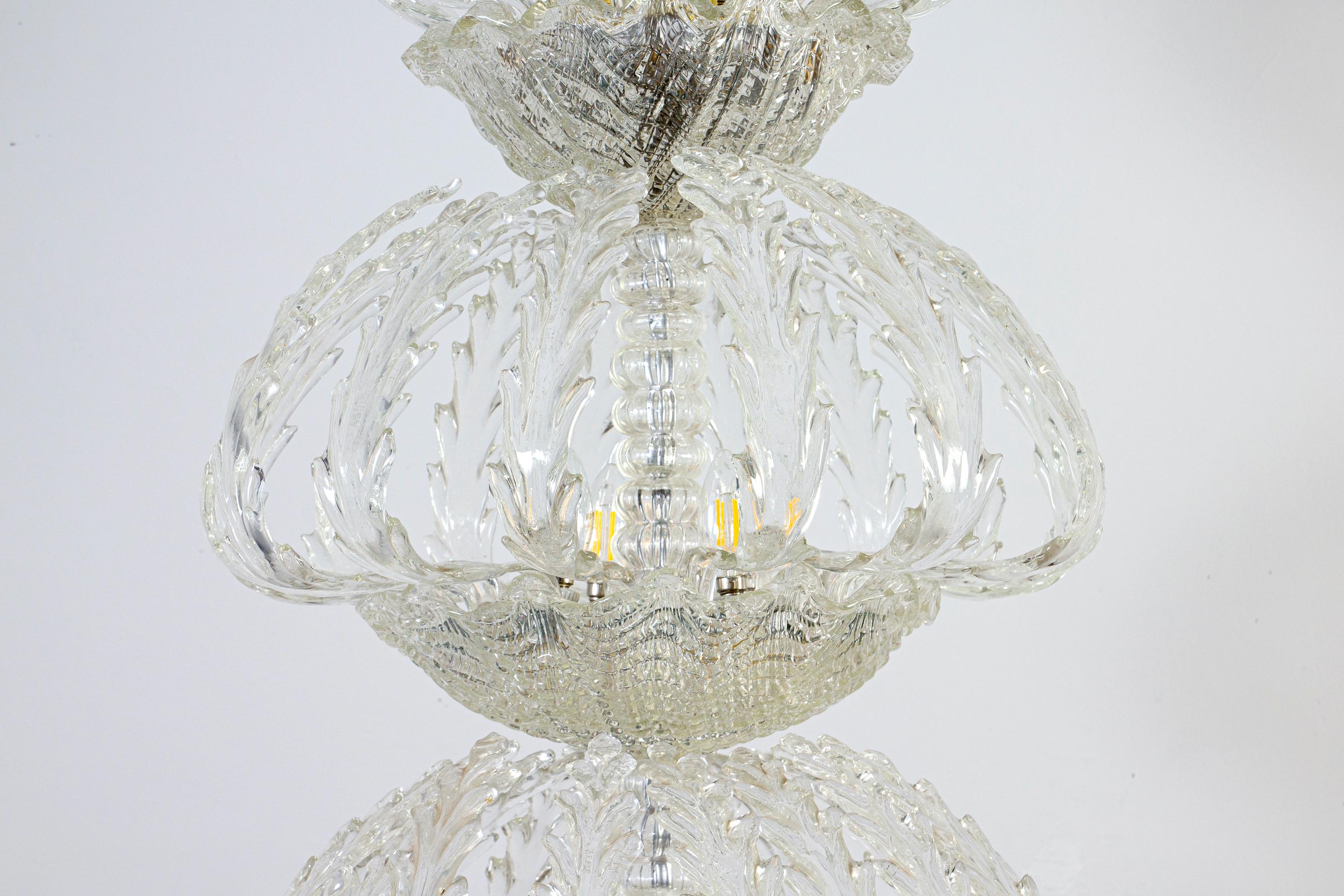 Iconic Art Deco Murano Glass Chandelier by Ercole Barovier, 1930s For Sale 1