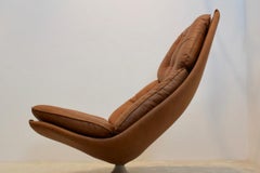 Iconic Artifort F588 Swivel Chair in Cognac Leather by Geoffrey Harcourt, 1960s