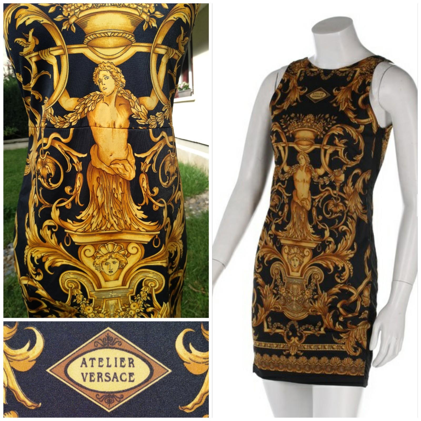 ¡*Vestido Barroco Atelier Gianni Versace*!

¡COMO NUEVO!
¡¡¡Pieza vintage de la icónica colección primavera/verano de 1992!!!

Talla: XS/S (no hay etiqueta de talla, comprueba la medida). 
Lycra, ¡metro elástico!
Longitud: 80 cm 
Busto: 82