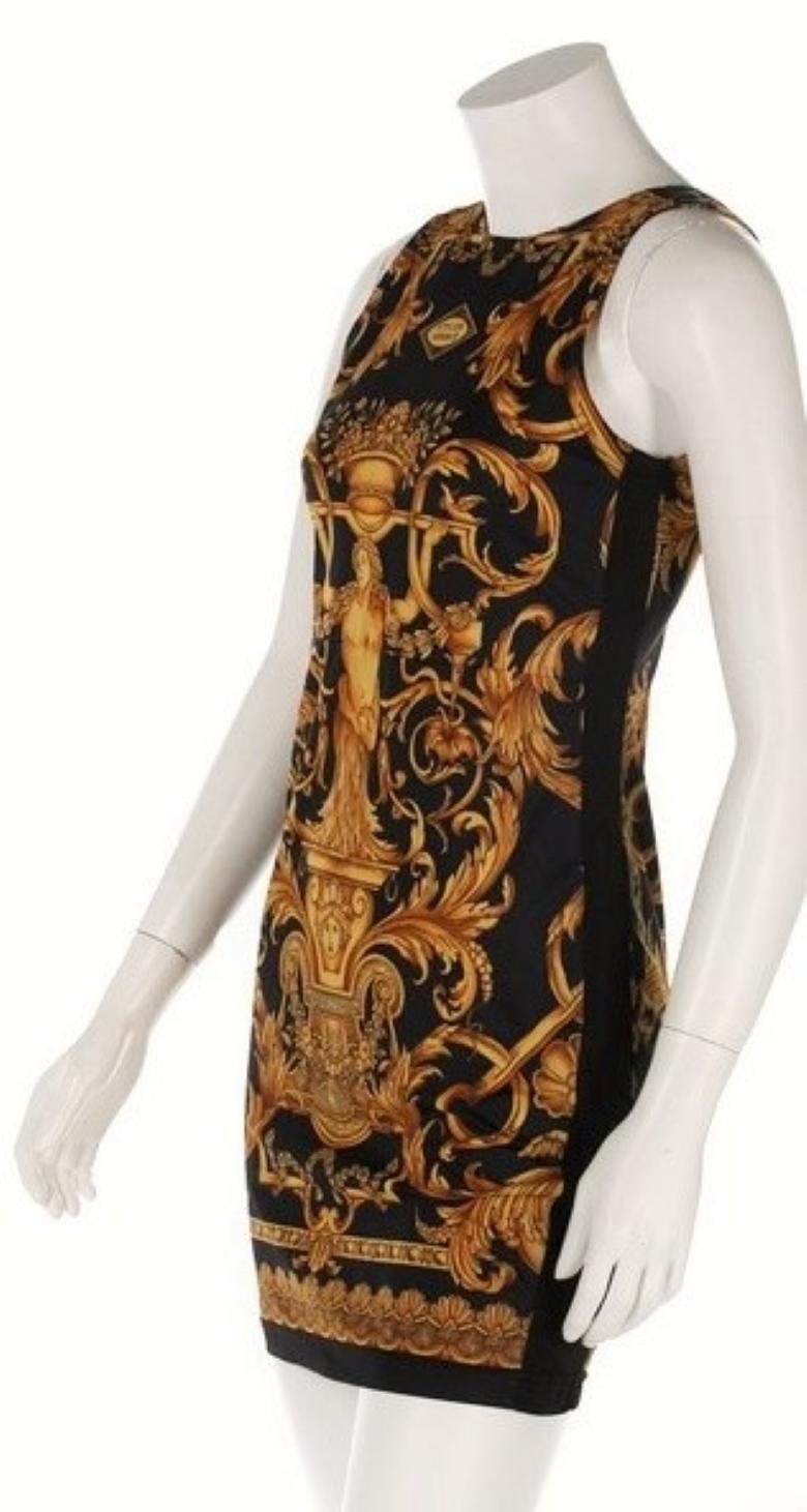 De las mujeres Icono Atelier A Gianni Versace Couture SS 1992 Mini Vestido Medusa Negro Barroco en venta