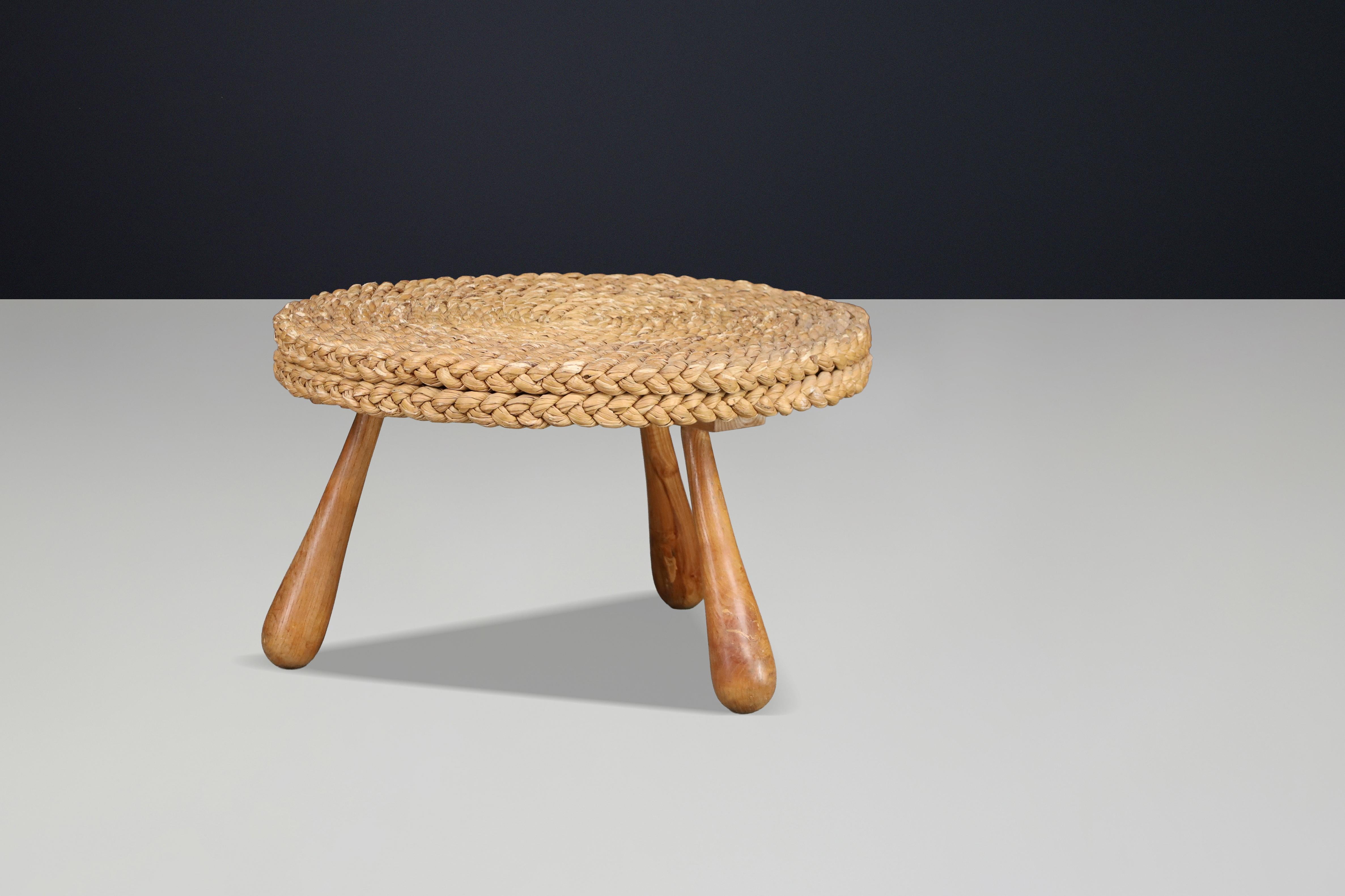 Iconic Audoux & Minet Rope Side / Coffee Table, France, 1950s in vendita 6