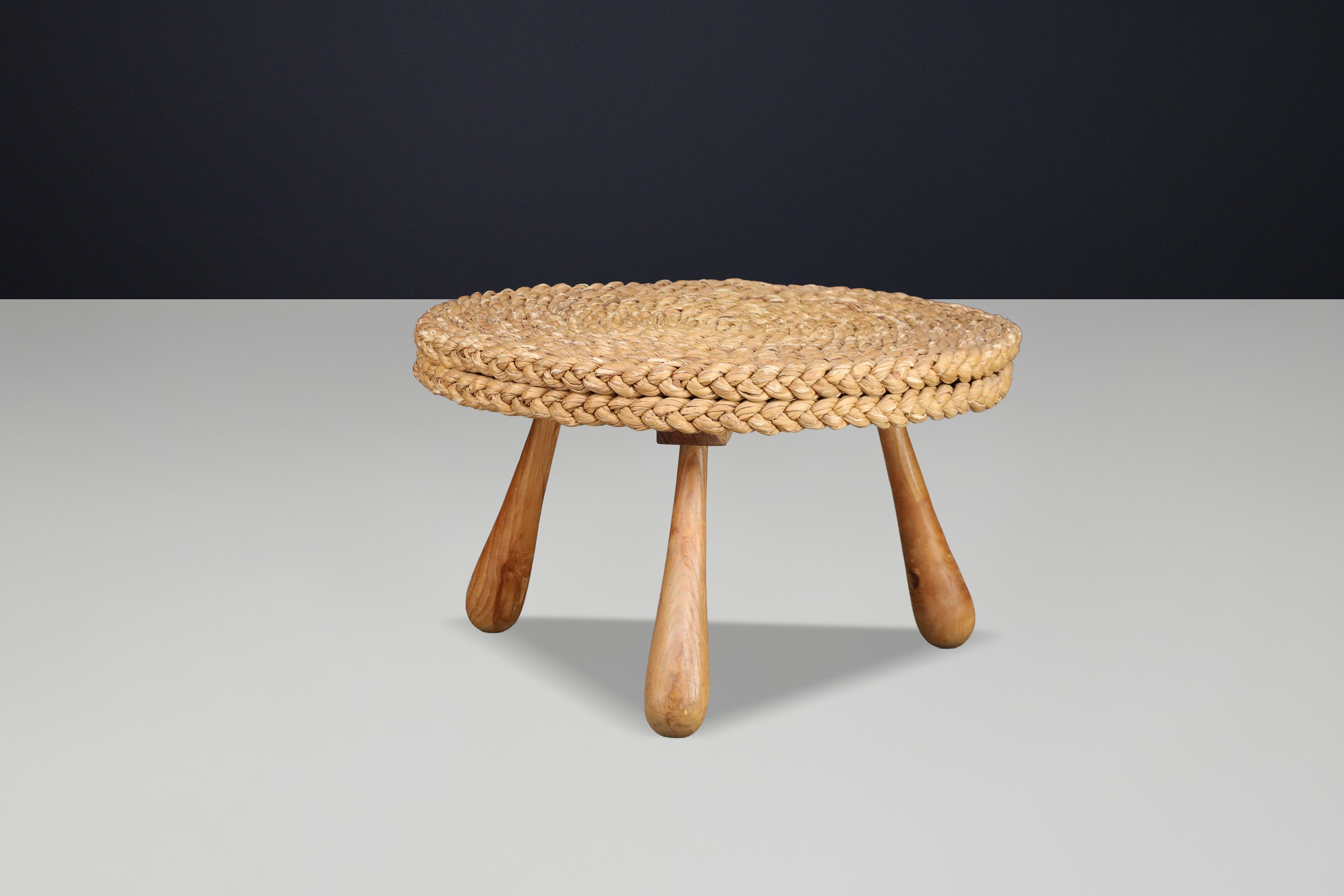Iconic Audoux & Minet Rope Side / Coffee Table, France, 1950s in vendita 7