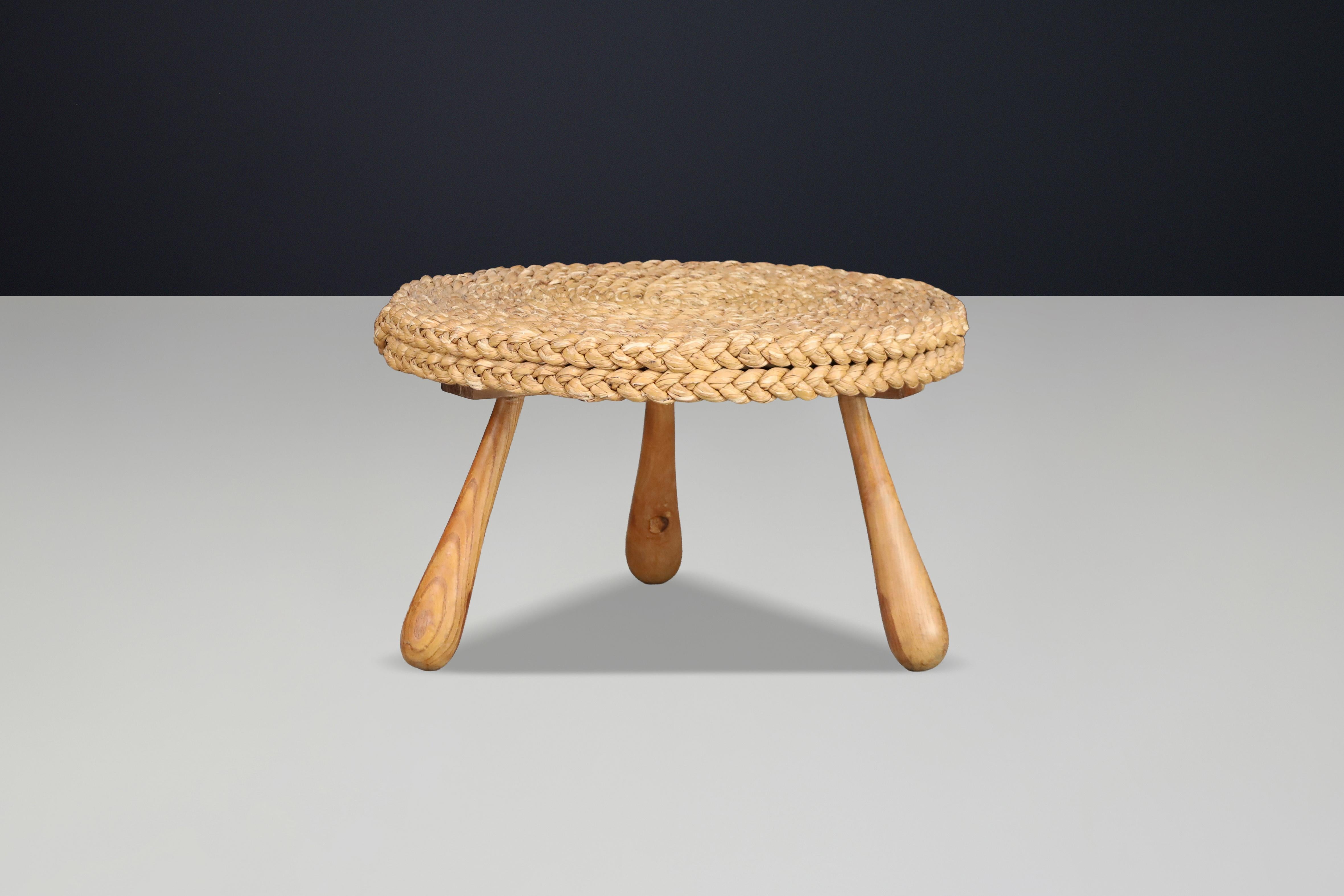 Mid-Century moderno Iconic Audoux & Minet Rope Side / Coffee Table, France, 1950s in vendita
