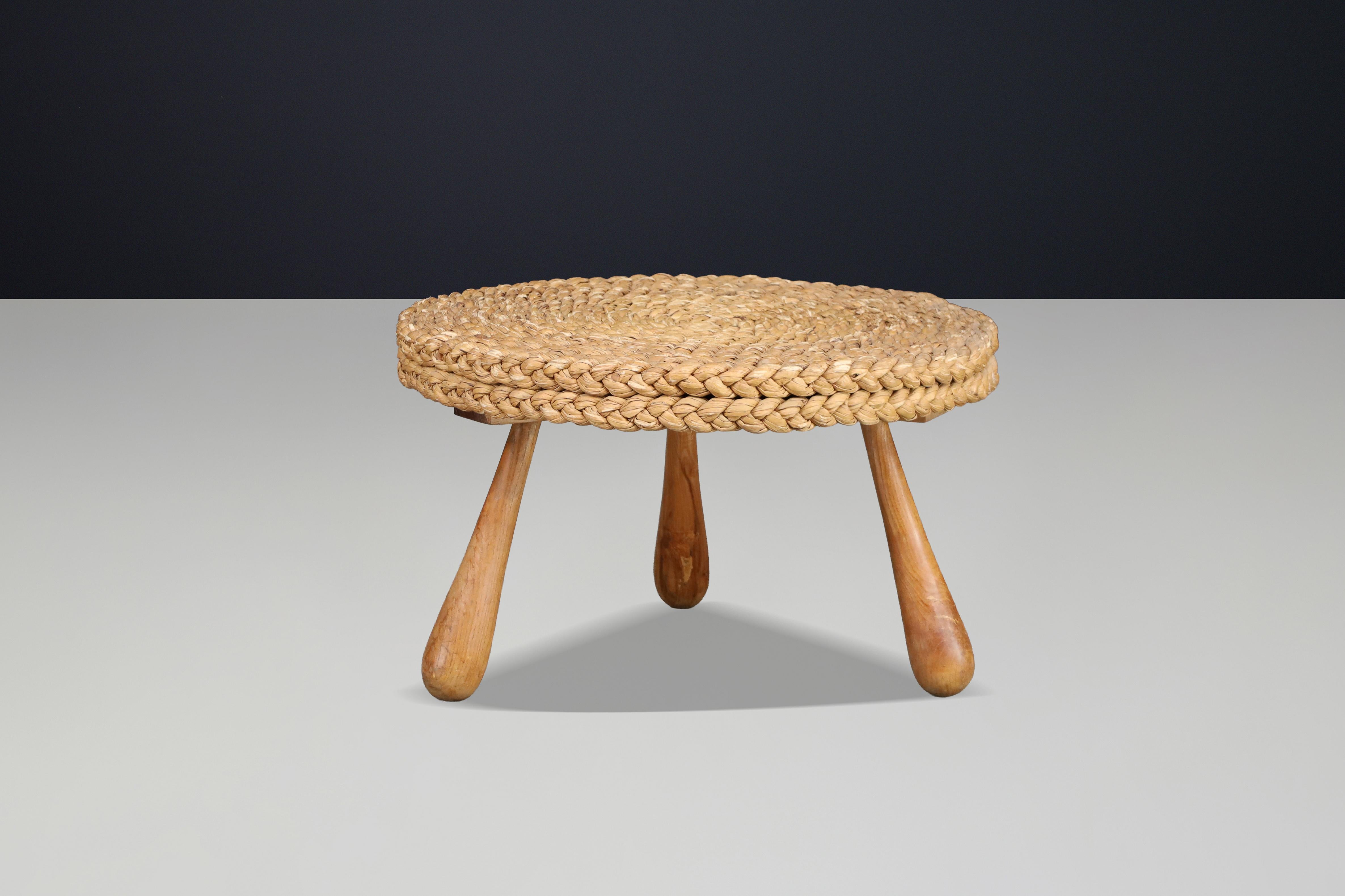 Francese Iconic Audoux & Minet Rope Side / Coffee Table, France, 1950s in vendita
