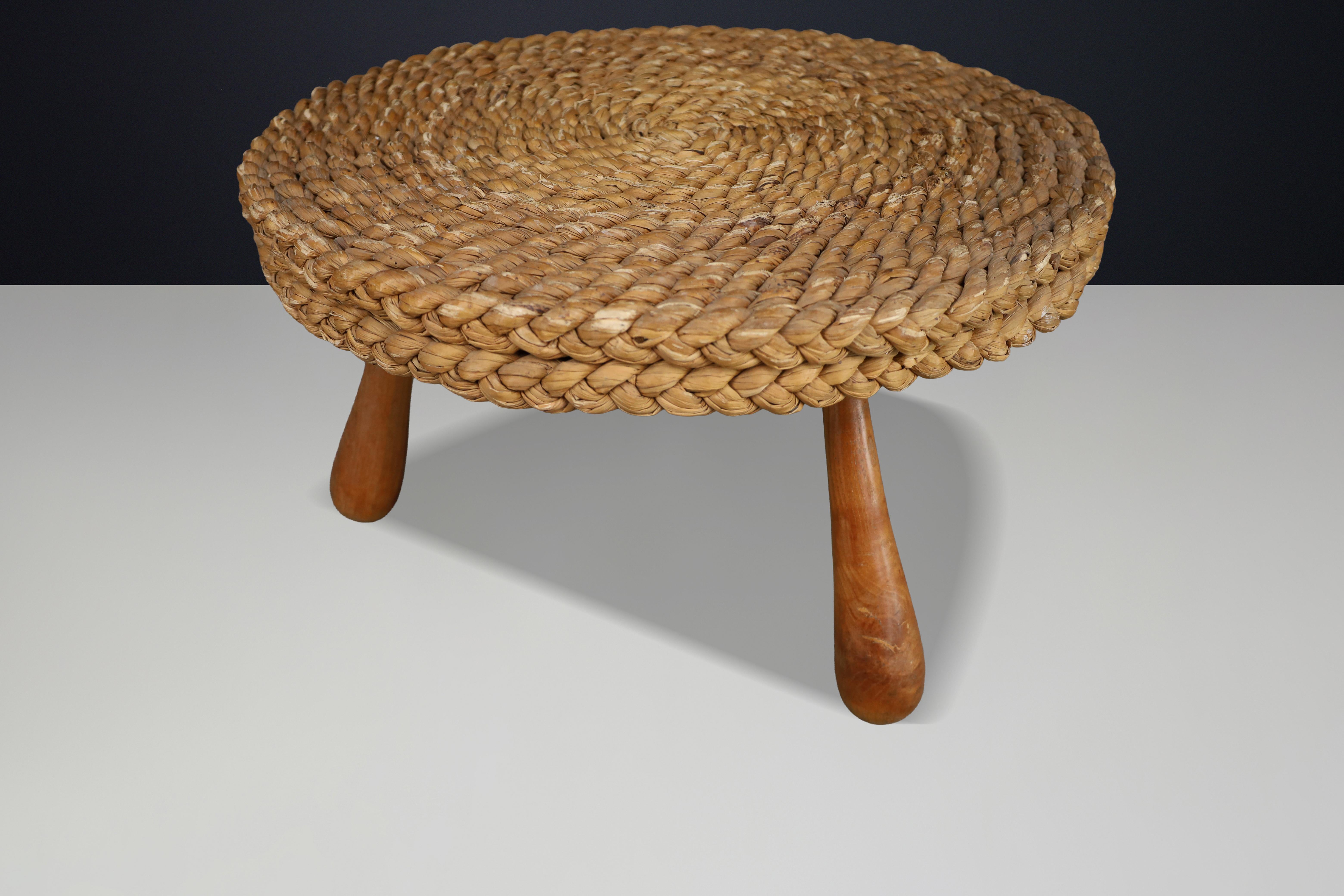 Iconic Audoux & Minet Rope Side / Coffee Table, France, 1950s In condizioni buone in vendita a Almelo, NL