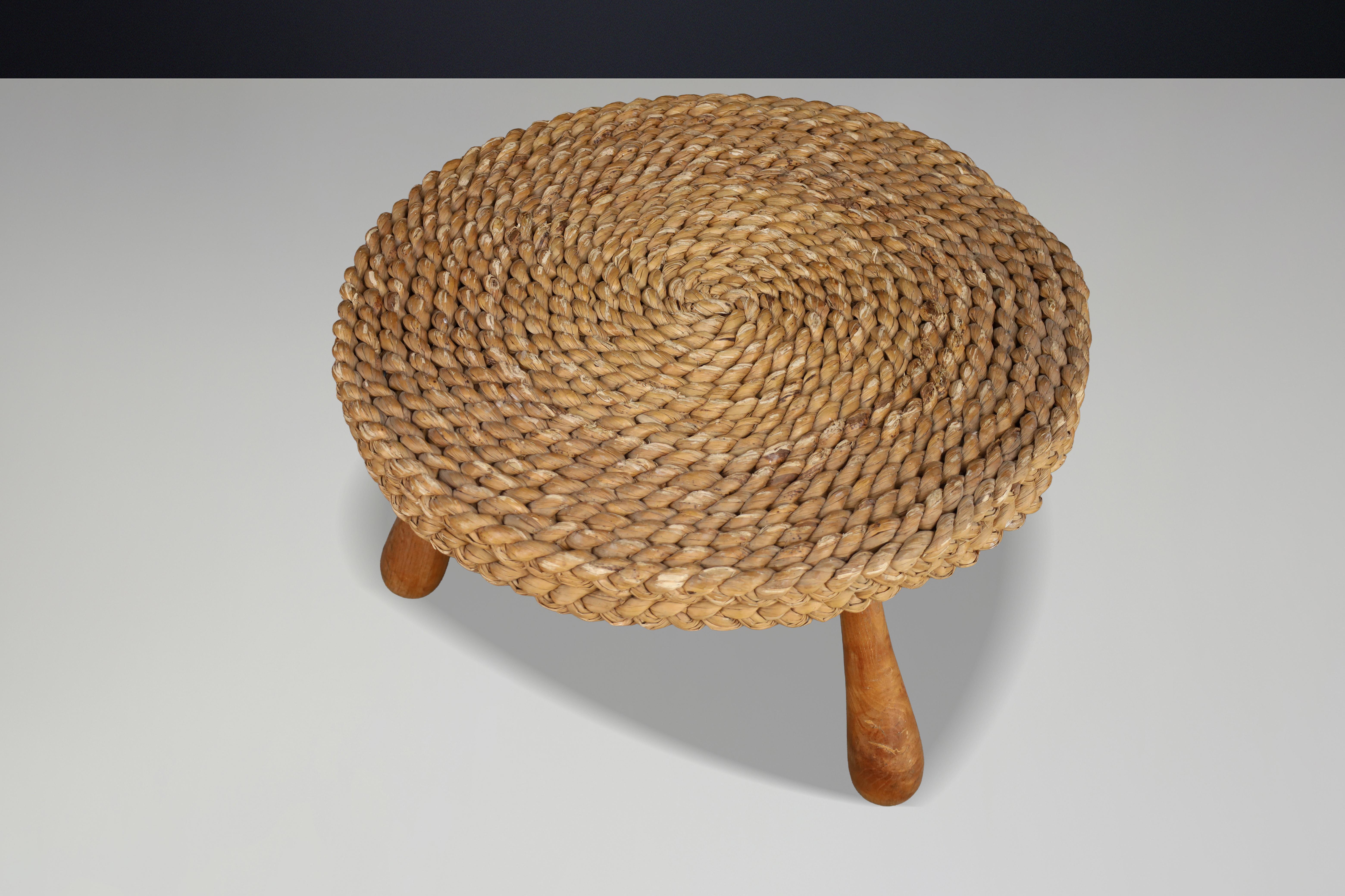 Corda Iconic Audoux & Minet Rope Side / Coffee Table, France, 1950s in vendita