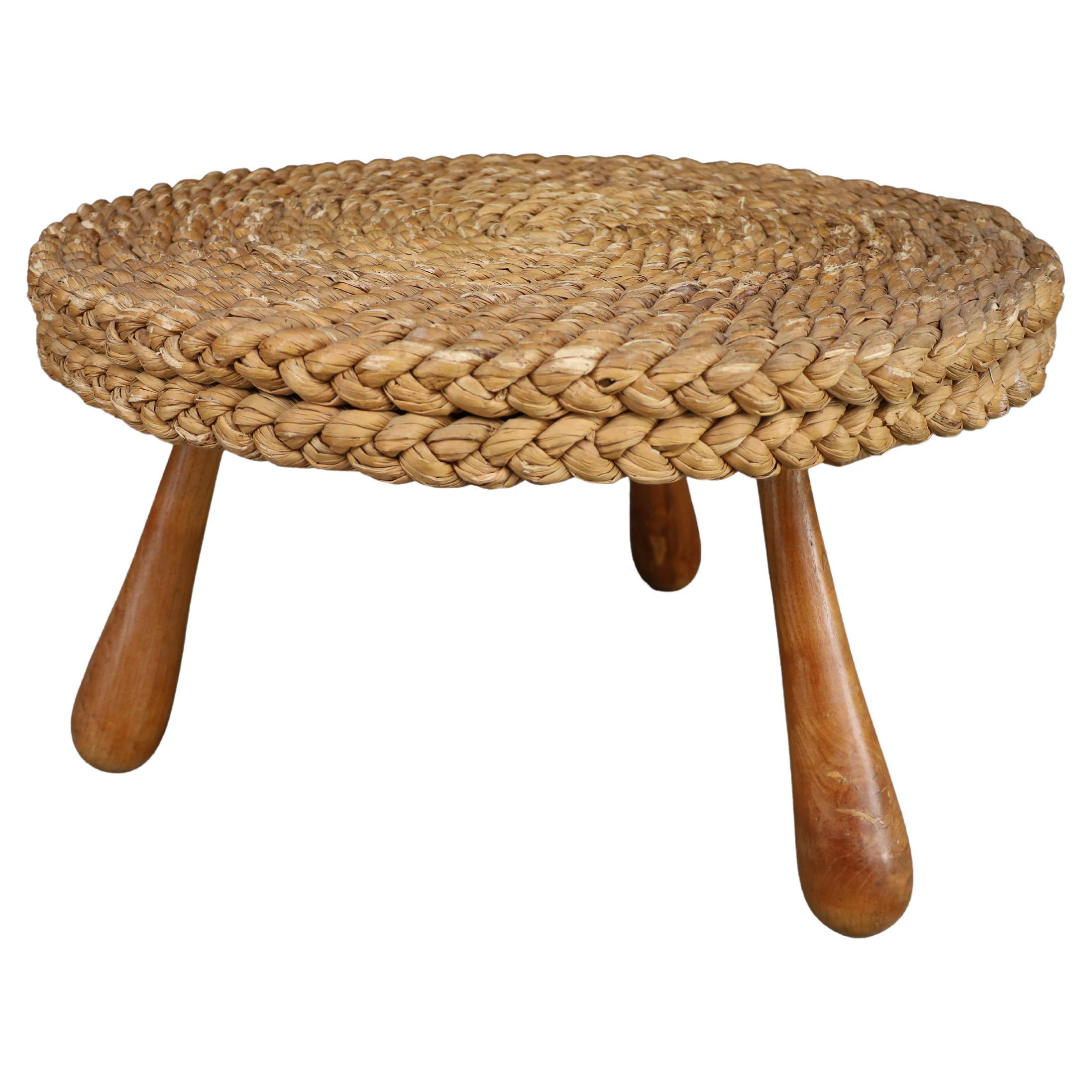 Iconic Audoux 
Minet Rope Side / Coffee Table, France, 1950s in vendita