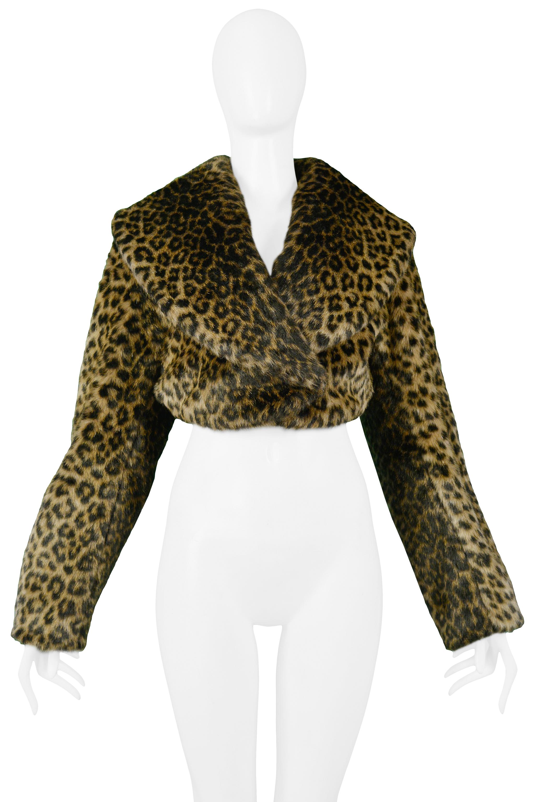 Brown Iconic Azzedine Alaia Faux Leopard Cropped Runway Jacket 1991