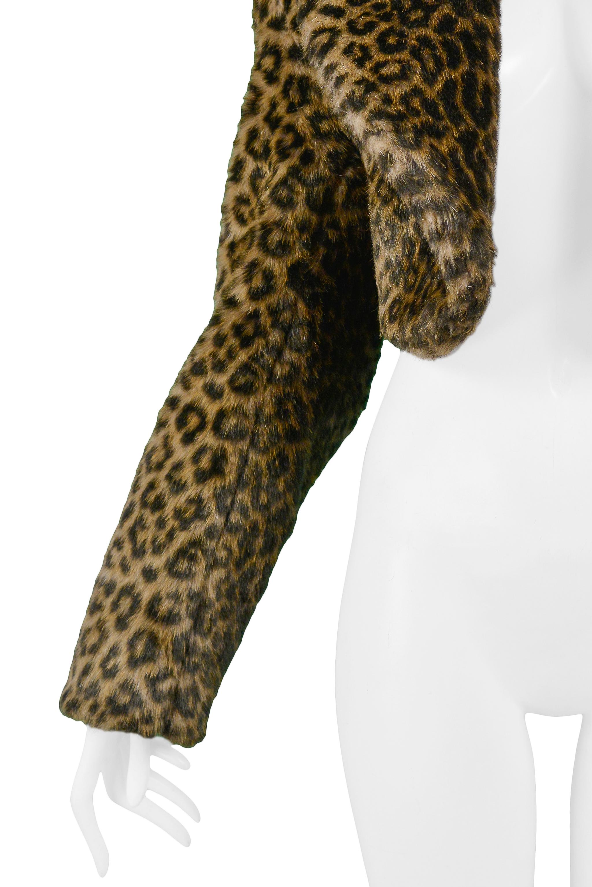Iconic Azzedine Alaia Faux Leopard Cropped Runway Jacket 1991 In Excellent Condition In Los Angeles, CA
