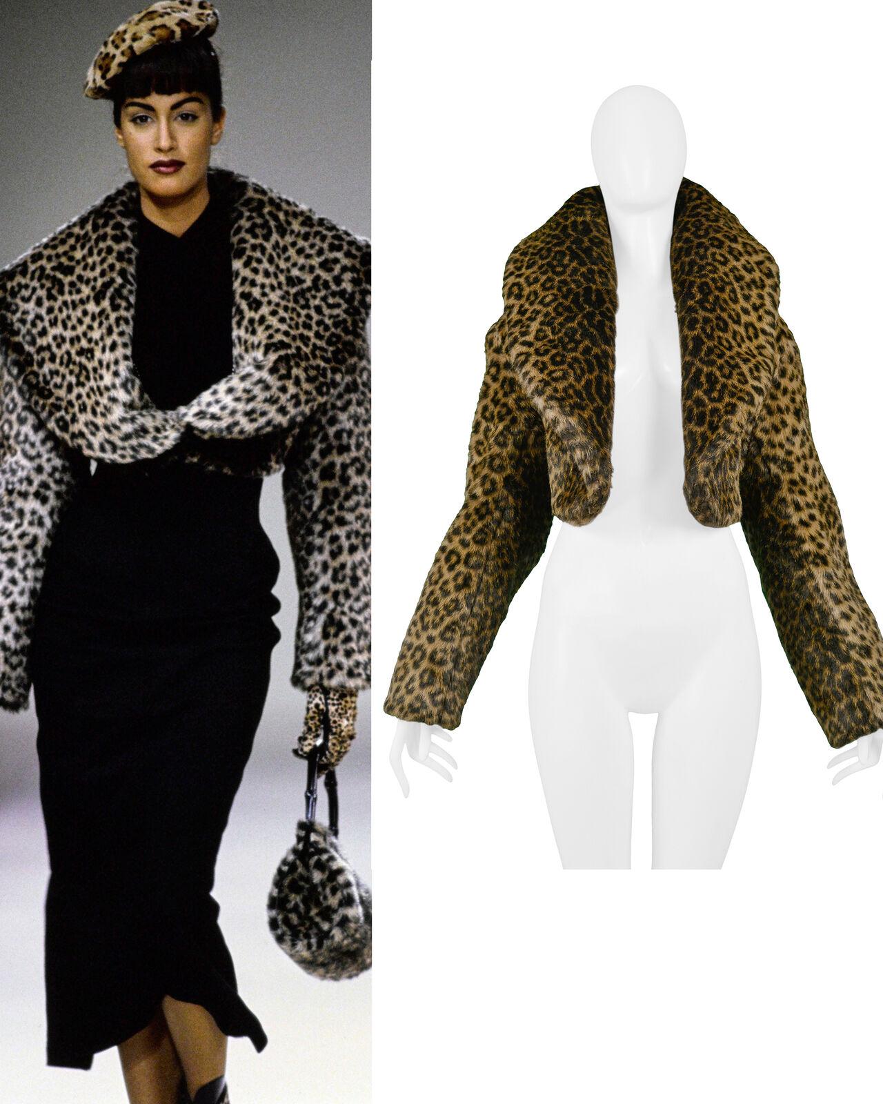 Women's Iconic Azzedine Alaia Faux Leopard Cropped Runway Jacket 1991