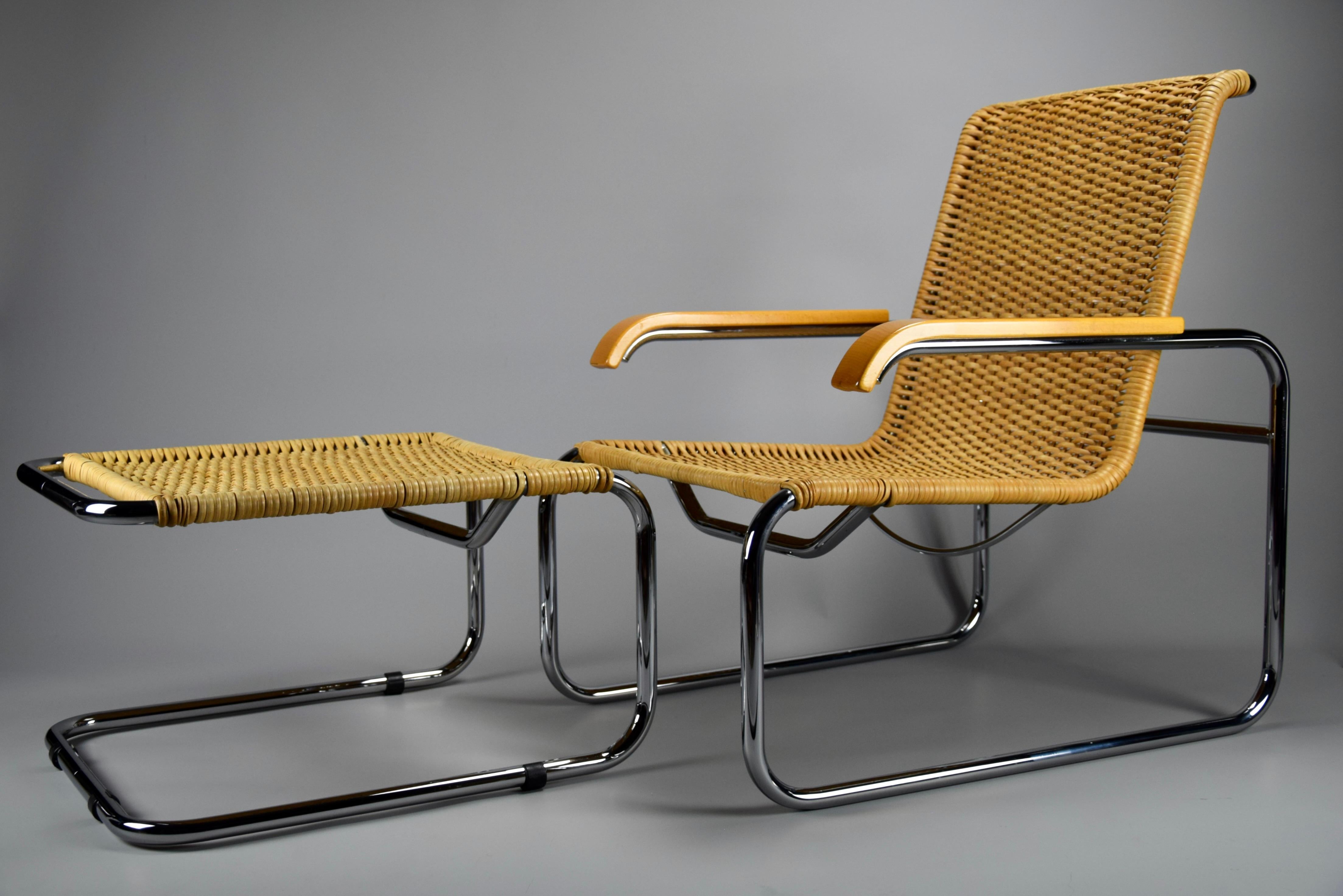 Iconic B35 Lounge Chair and Hocker by Marcel Breuer for Thonet 1970 For Sale 5