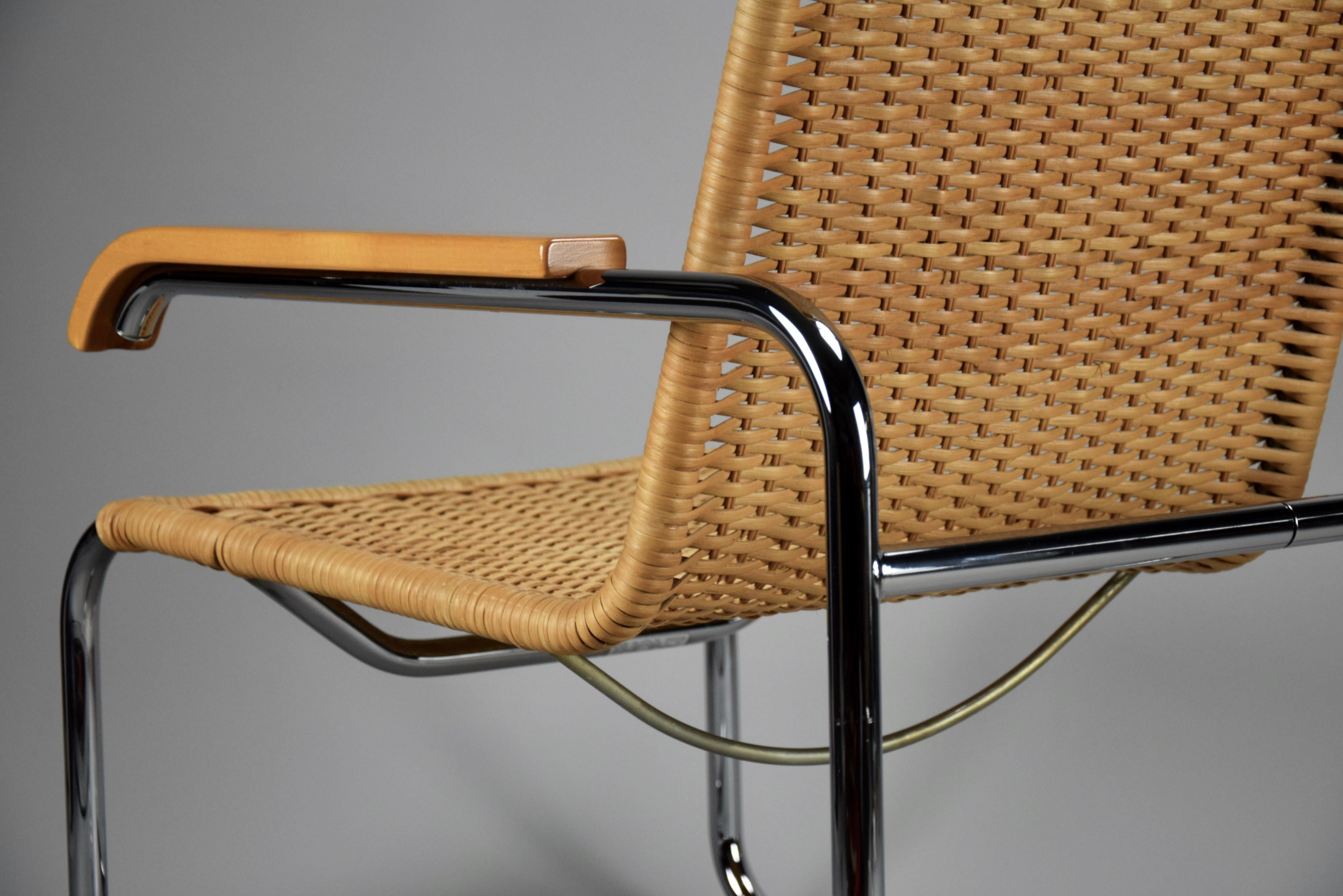 Iconic B35 Lounge Chair and Hocker by Marcel Breuer for Thonet 1970 For Sale 9