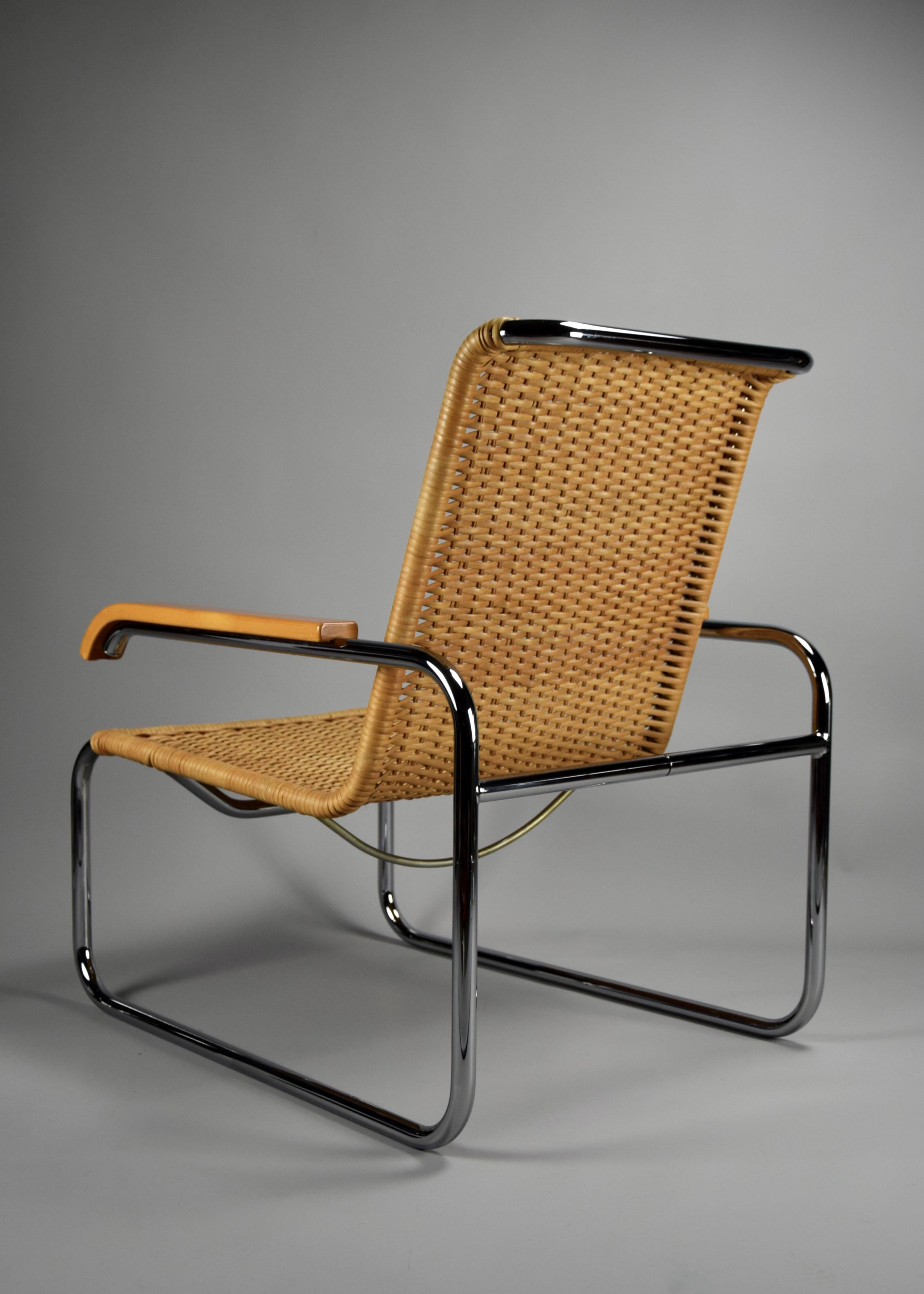 Iconic B35 Lounge Chair and Hocker by Marcel Breuer for Thonet 1970 For Sale 11