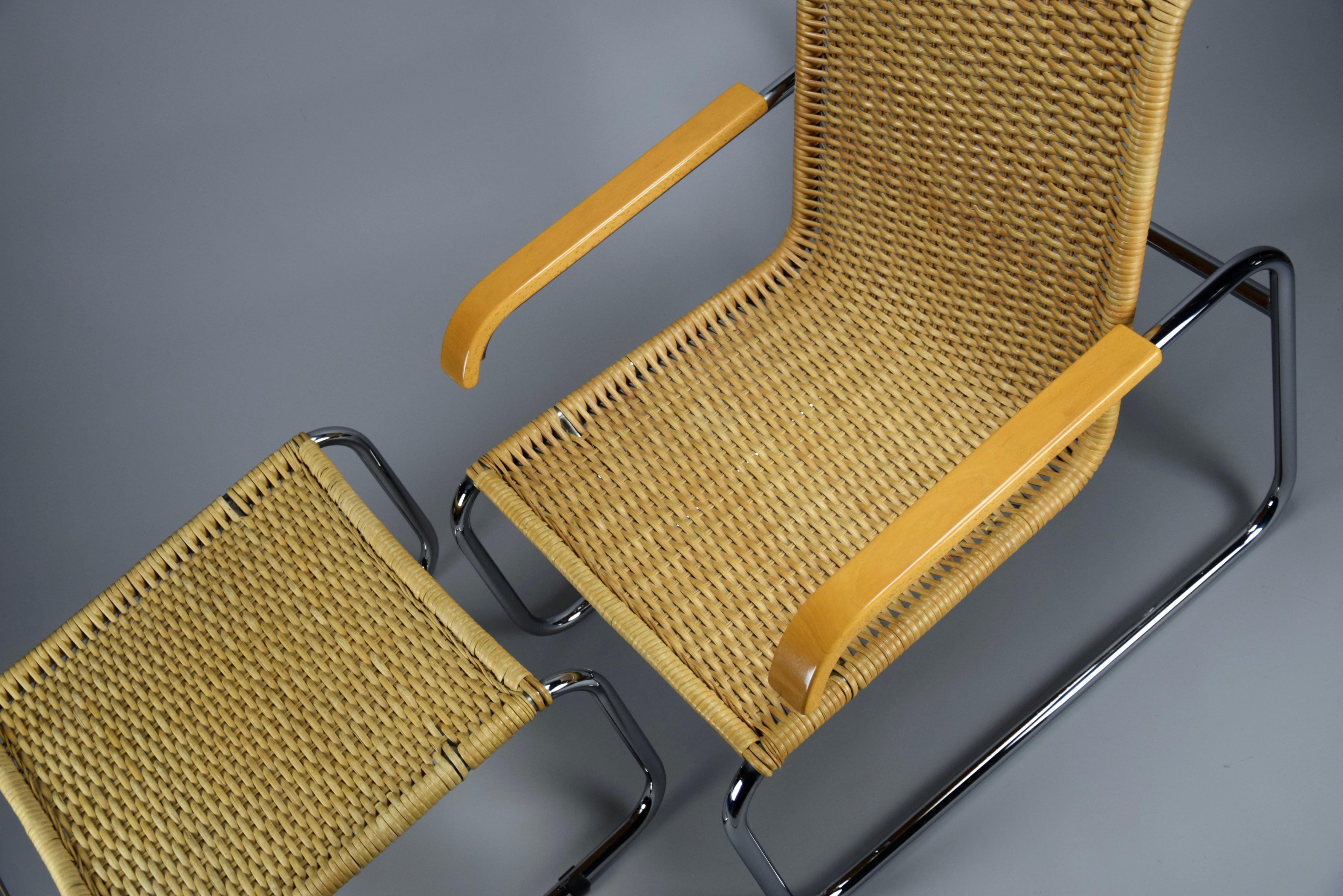 Iconic B35 Lounge Chair and Hocker by Marcel Breuer for Thonet 1970 For Sale 1