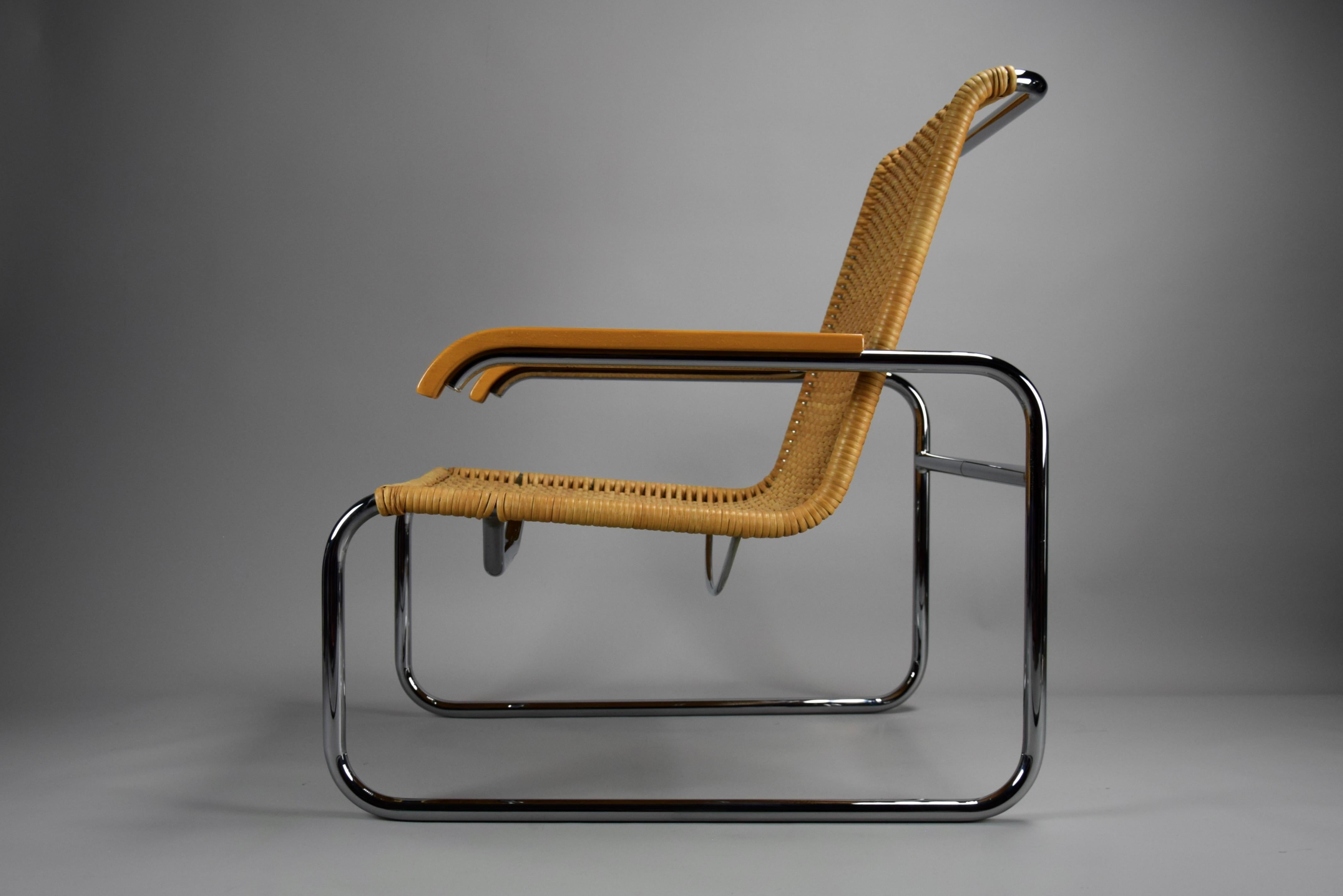 Iconic B35 Lounge Chair and Hocker by Marcel Breuer for Thonet 1970 For Sale 2