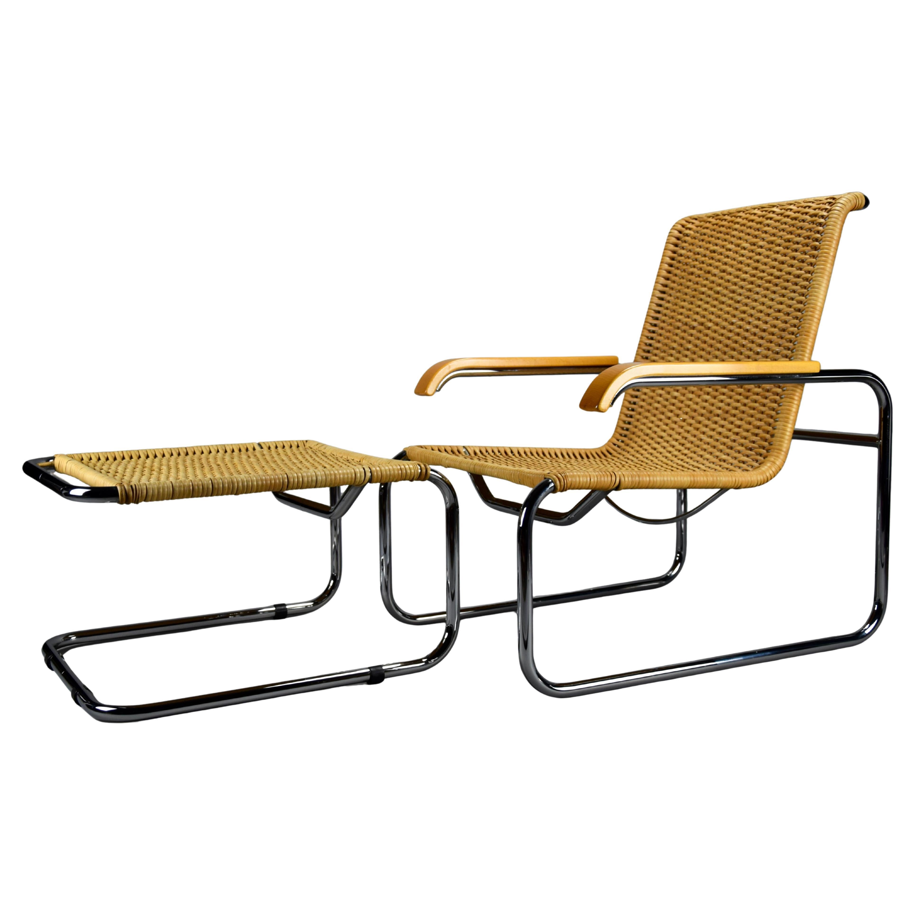 Iconic B35 Lounge Chair and Hocker by Marcel Breuer for Thonet 1970