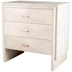 Iconic Bedside Table with Beveled Drawers in Cream Shagreen by R&Y Augousti