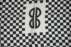 Iconic Bill Blass Black & White Checkered Signature Logo Silk Scarf