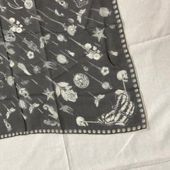Iconic Black and White Silk Scarf by Alexander McQueen, with central Skull