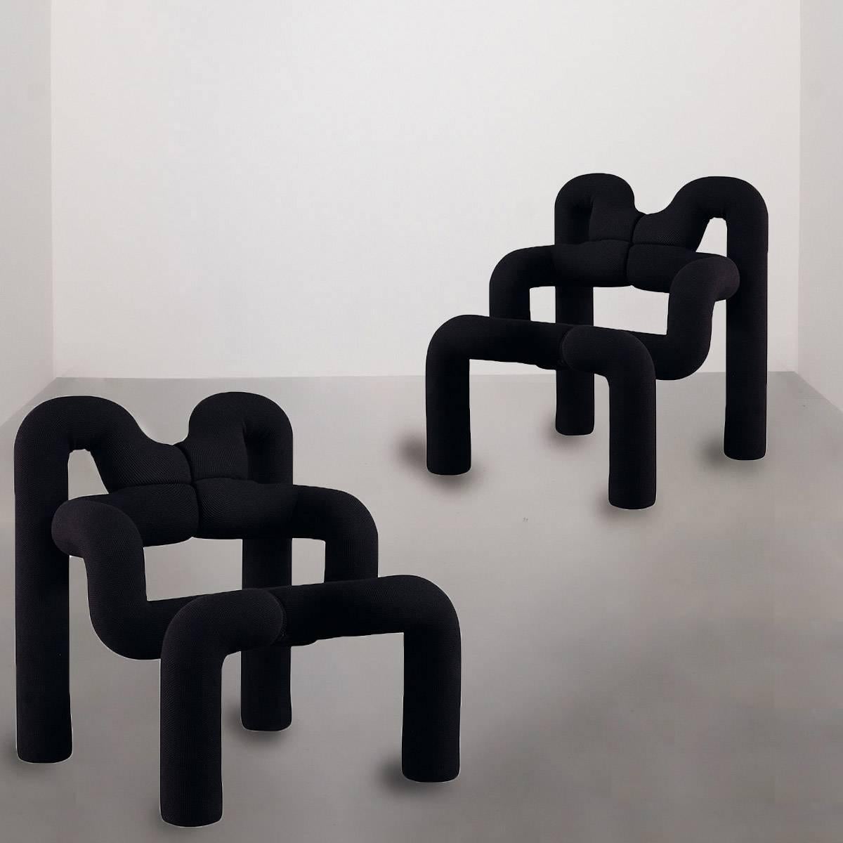 Mid-Century Modern Iconic Black Armchairs by Terje Ekstrom, Norway, 1980s