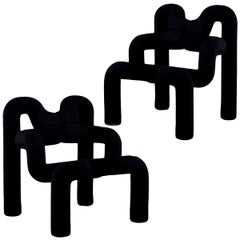 Iconic Black Armchairs by Terje Ekstrom, Norway, 1980s