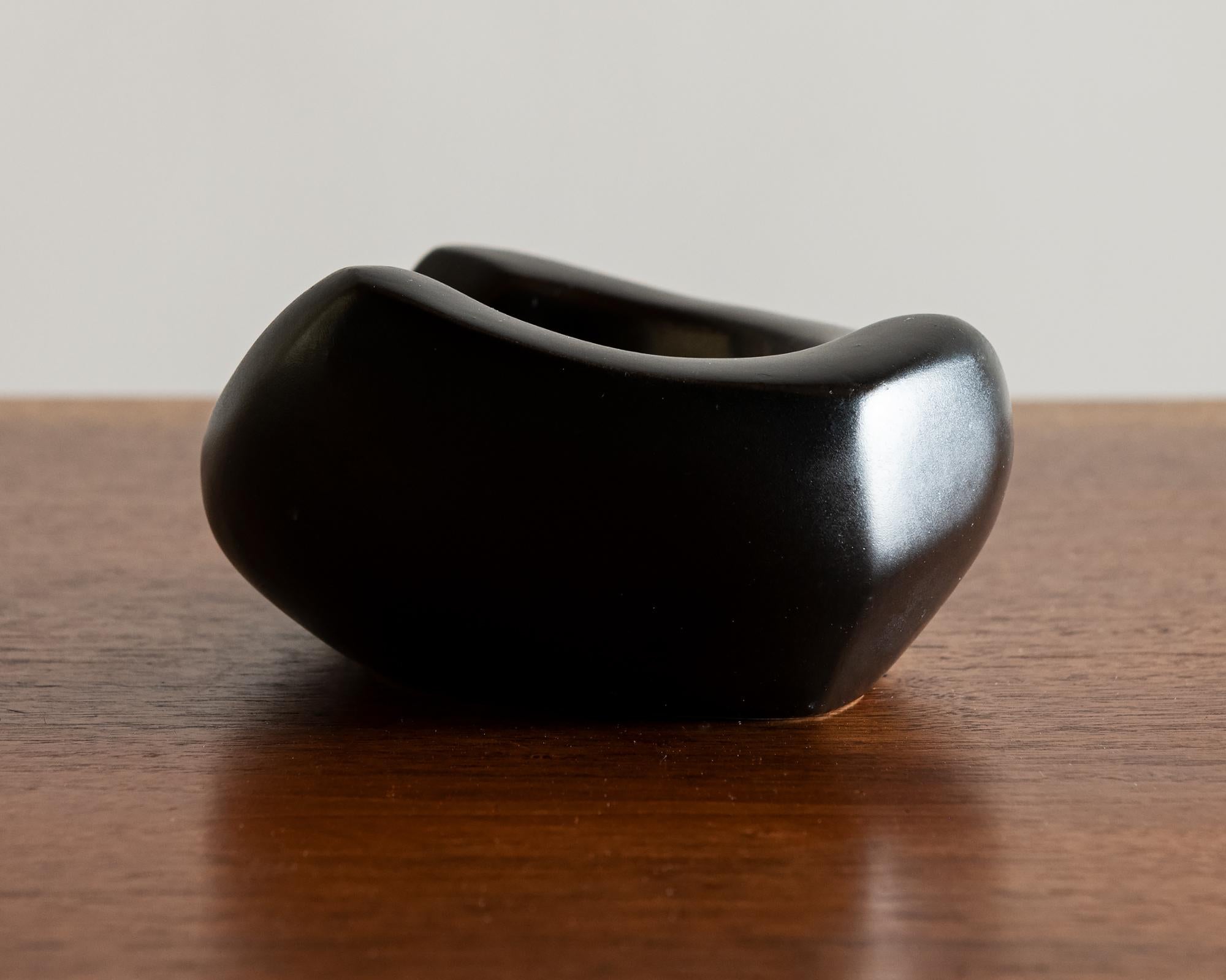 Mid-Century Modern Iconic Black Ceramic Vide Poche by Georges Jouve, France, 1950s