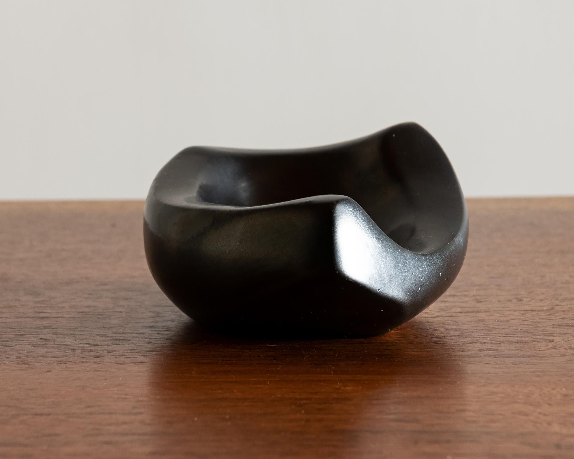 Iconic Black Ceramic Vide Poche by Georges Jouve, France, 1950s In Good Condition For Sale In Sylacauga, AL