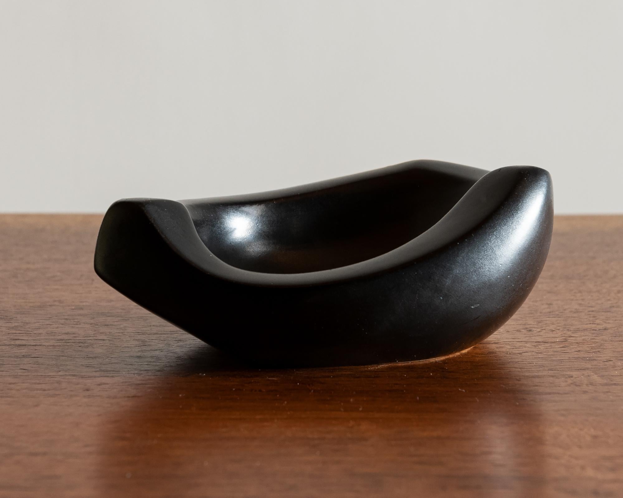 Mid-20th Century Iconic Black Ceramic Vide Poche by Georges Jouve, France, 1950s For Sale