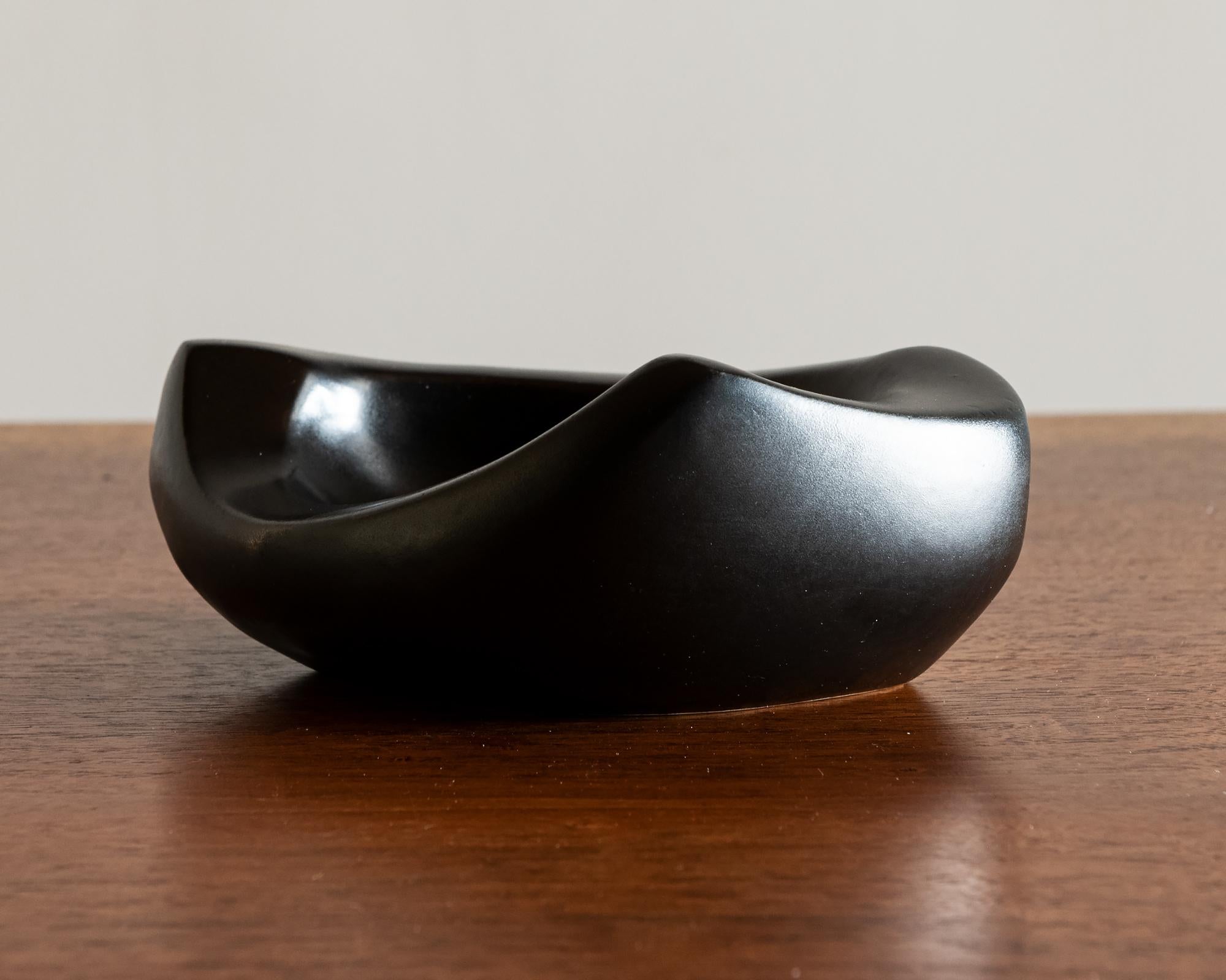 Iconic Black Ceramic Vide Poche by Georges Jouve, France, 1950s 1