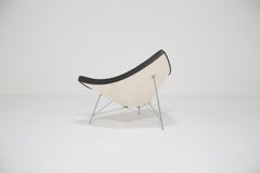Iconic Black Leather and Fiberglass Lounge Chair ‘Coconut’ by George Nelson