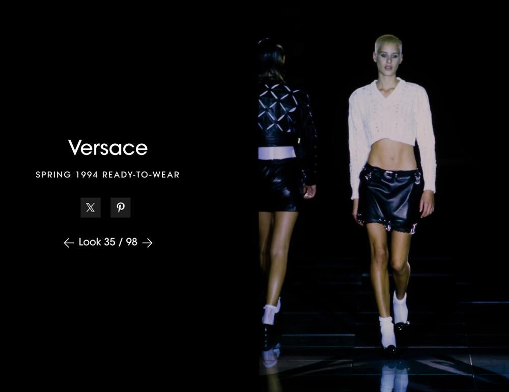 Iconic black leather skirt with safety pin Gianni Versace SS 1994 2