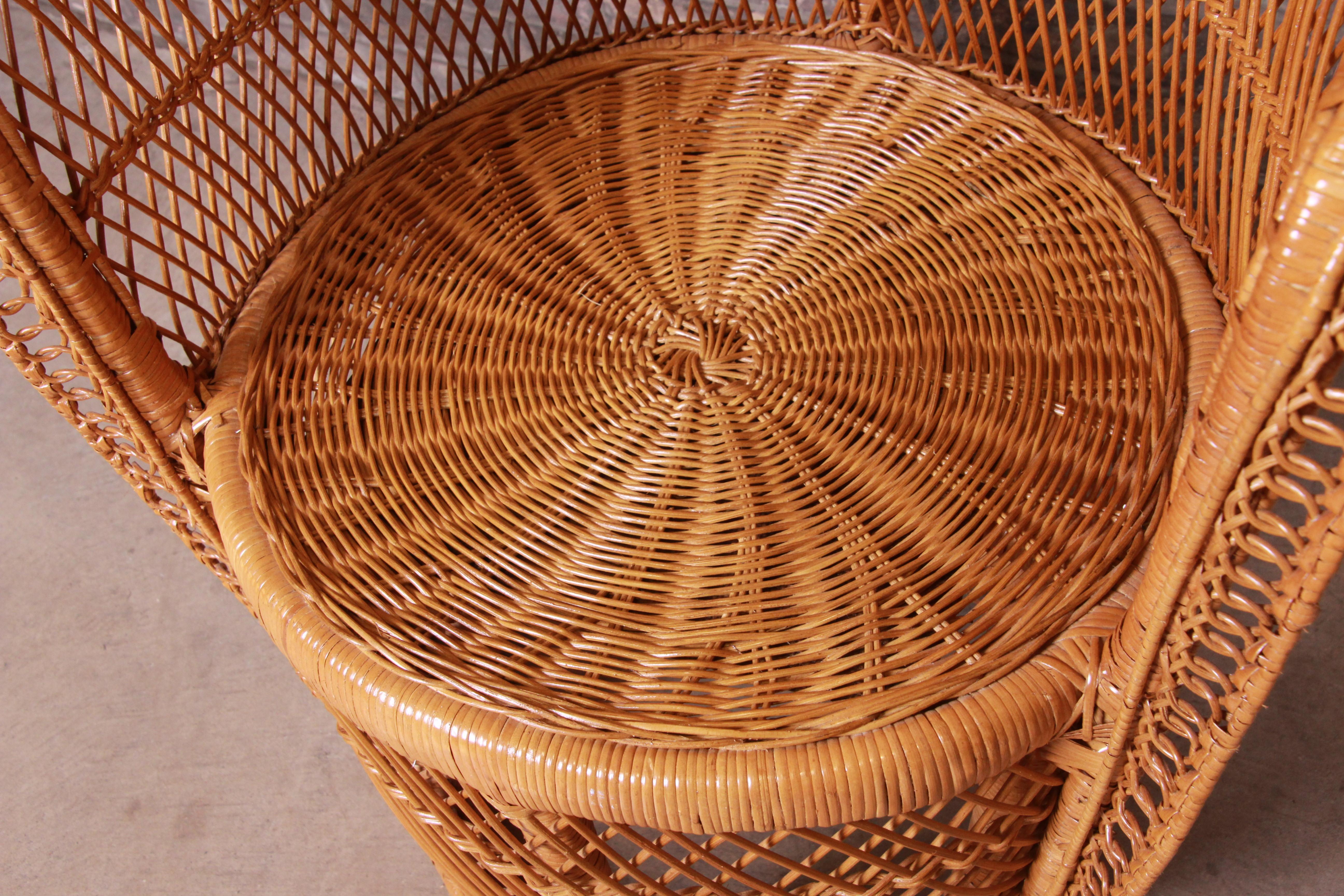 Iconic Bohemian Rattan and Wicker Peacock Chair, 1970s 2