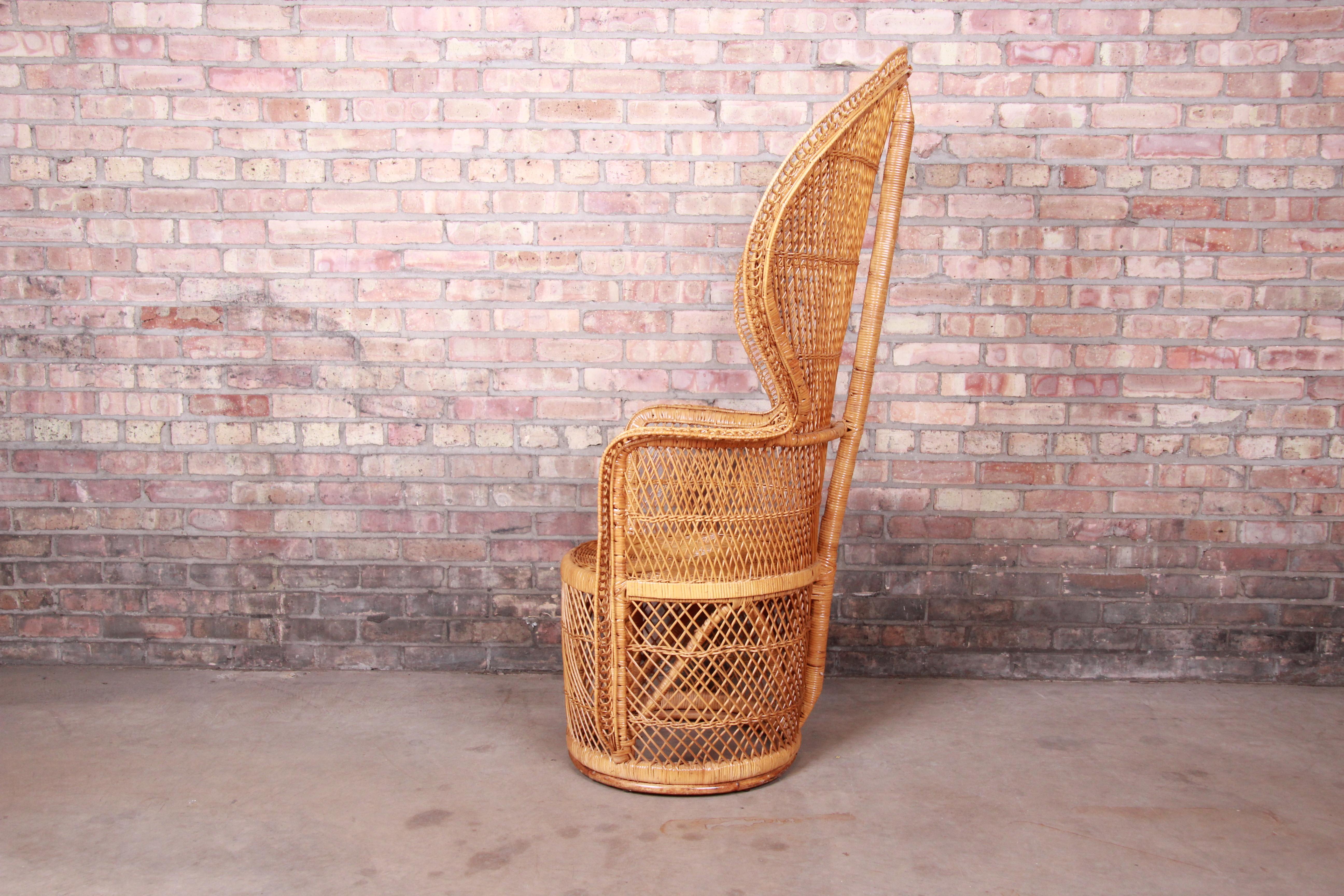 Iconic Bohemian Rattan and Wicker Peacock Chair, 1970s 3