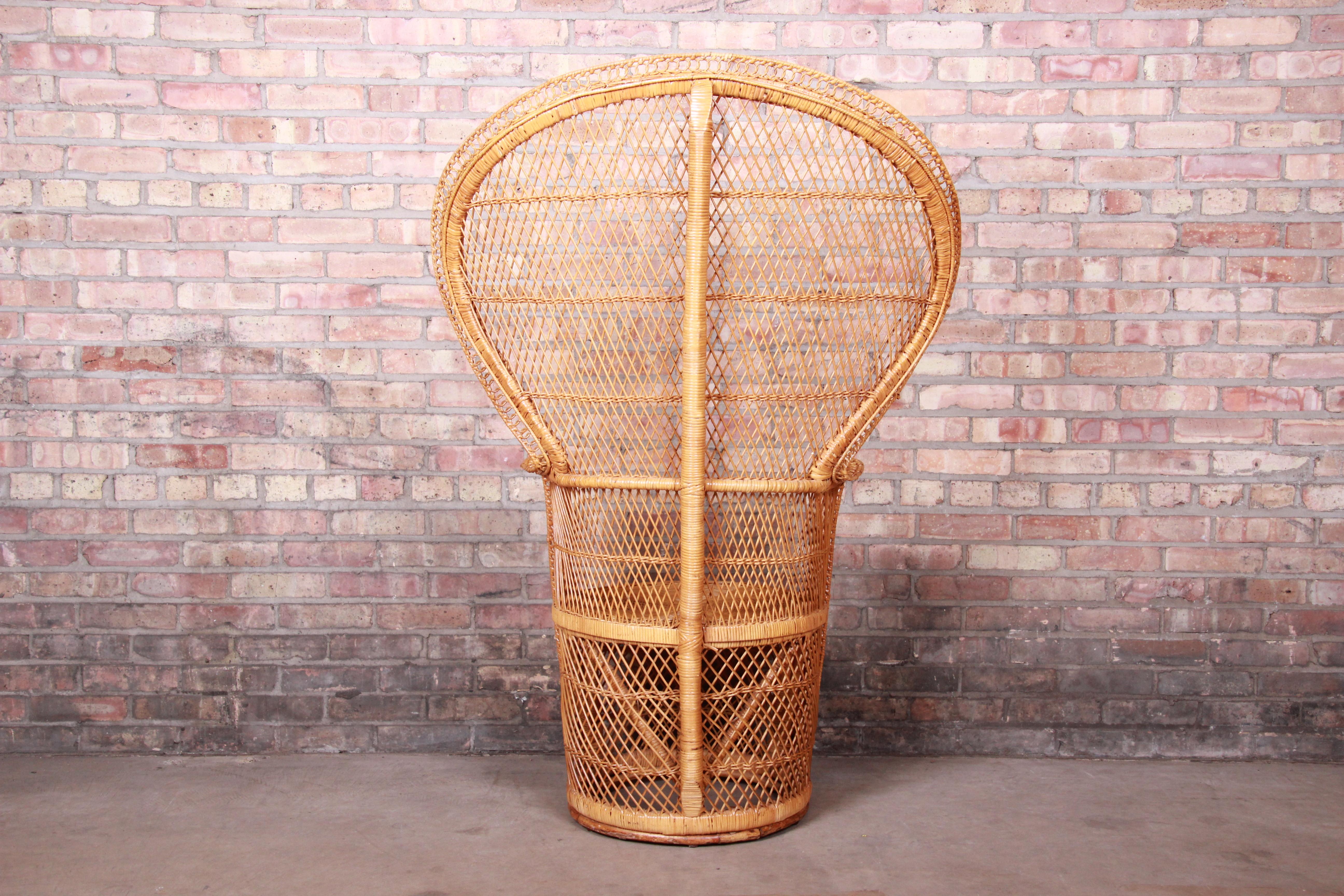Iconic Bohemian Rattan and Wicker Peacock Chair, 1970s 4