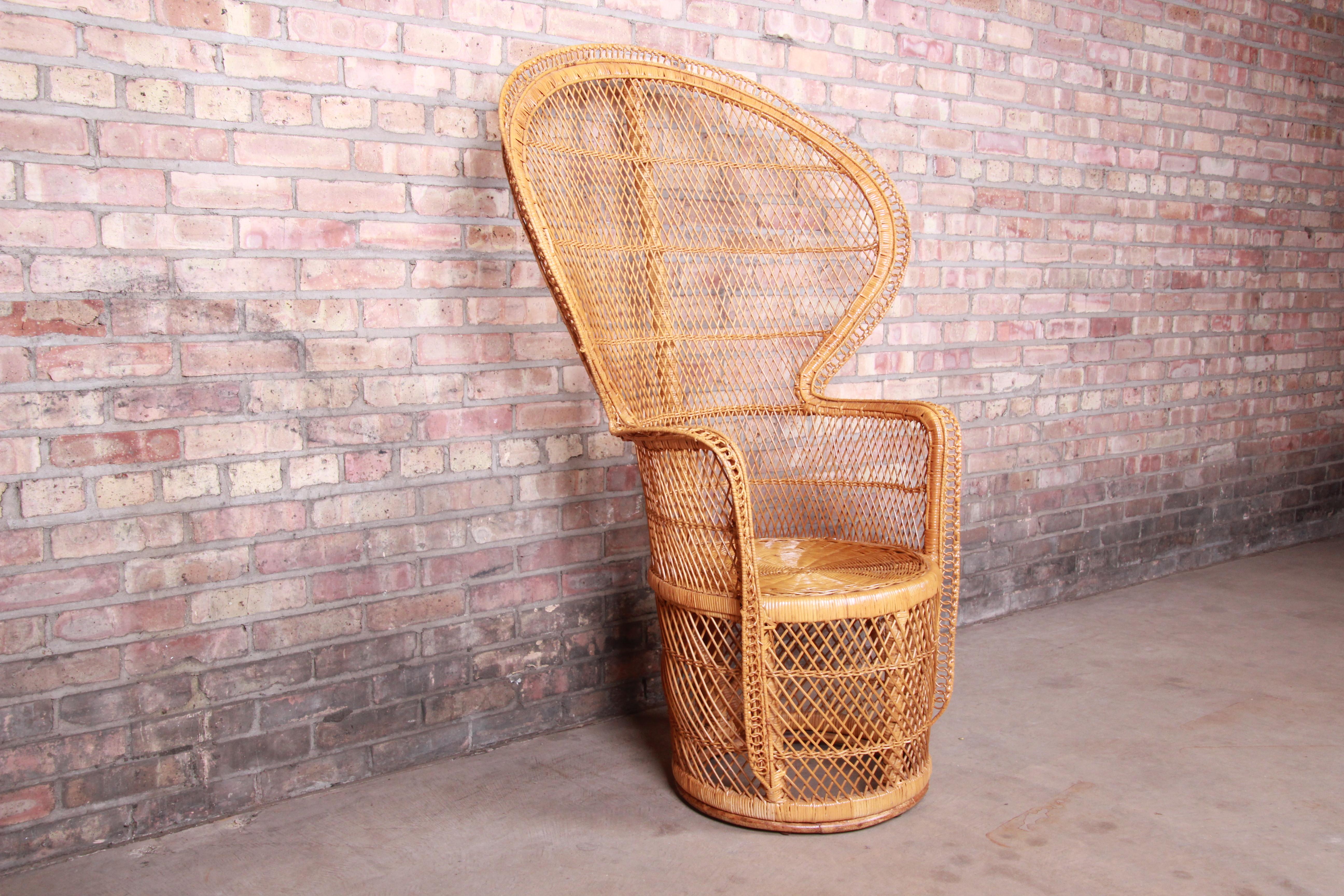 Mid-Century Modern Iconic Bohemian Rattan and Wicker Peacock Chair, 1970s