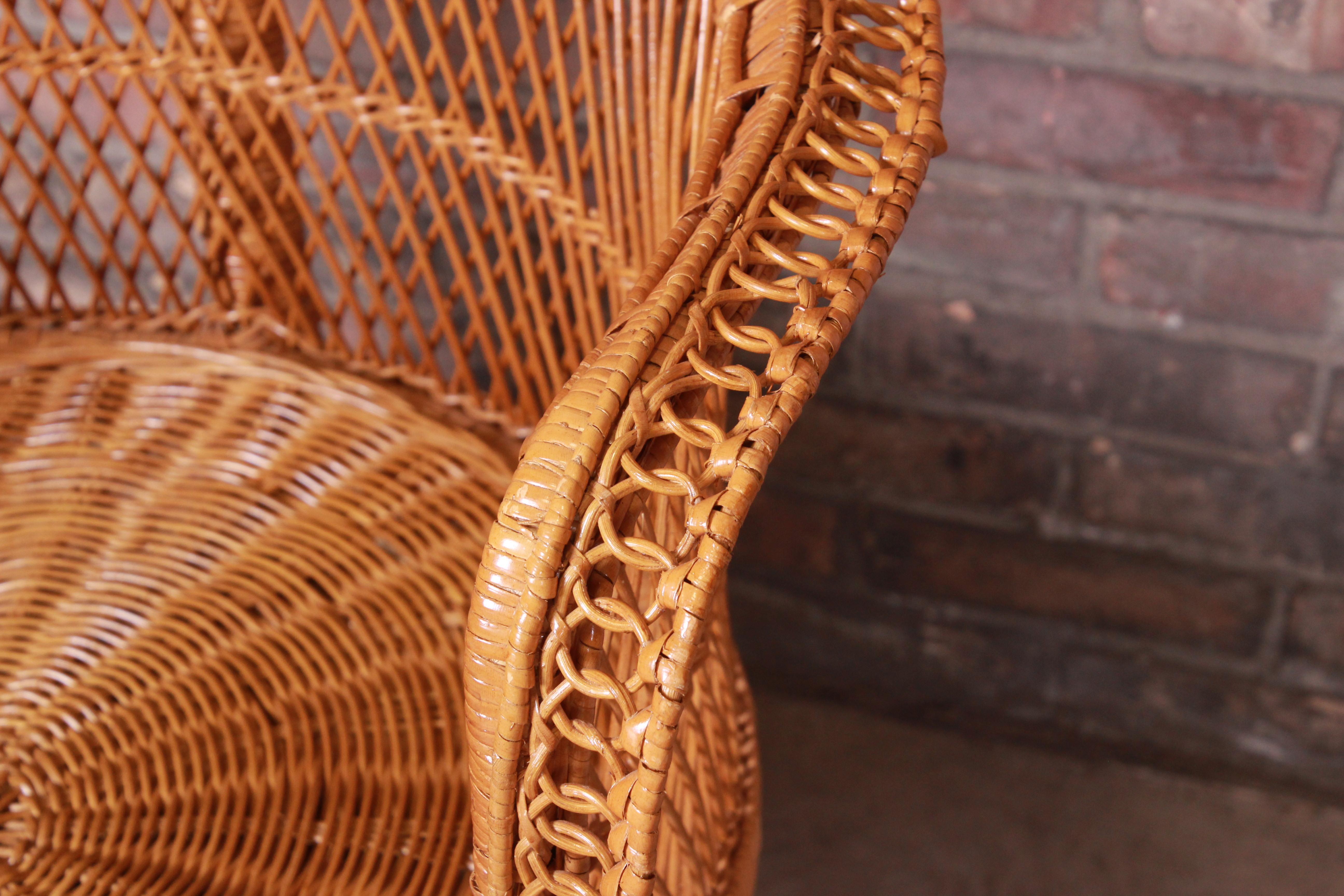 Late 20th Century Iconic Bohemian Rattan and Wicker Peacock Chair, 1970s