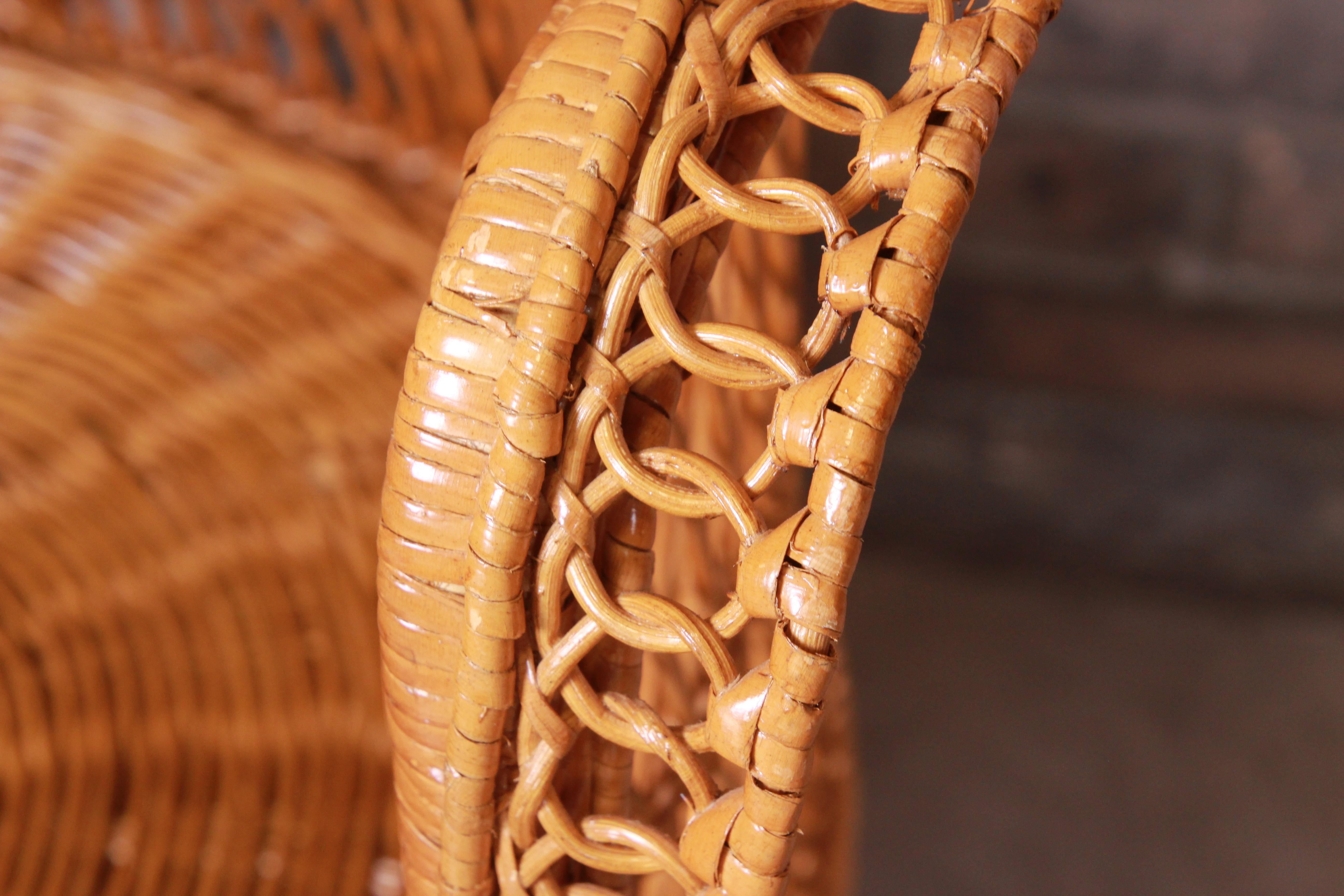 Iconic Bohemian Rattan and Wicker Peacock Chair, 1970s 1